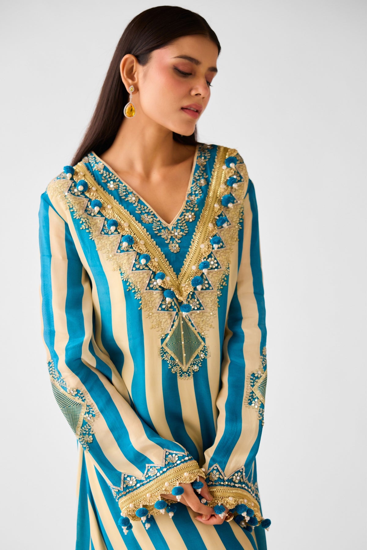 Embellished Tunic Set in Blue