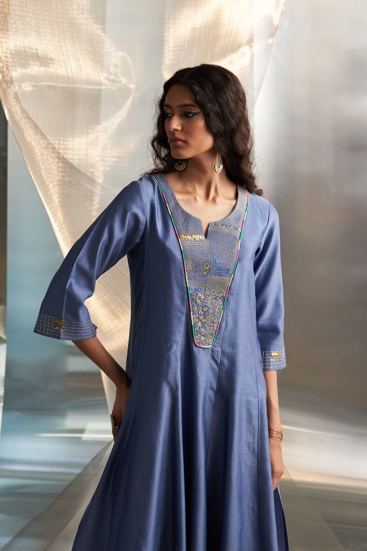 Blue Flared Kurta Set