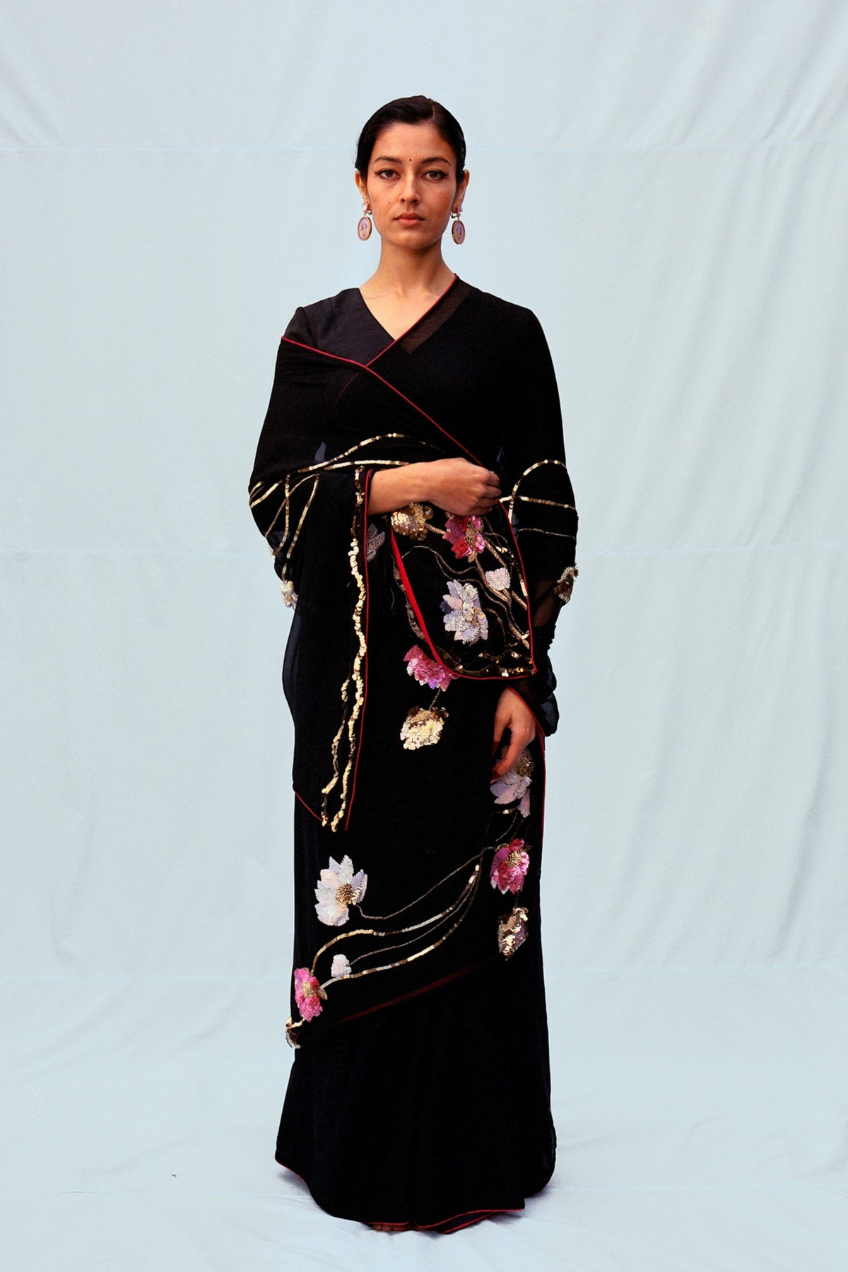 Black Manipura Lotus Series Saree