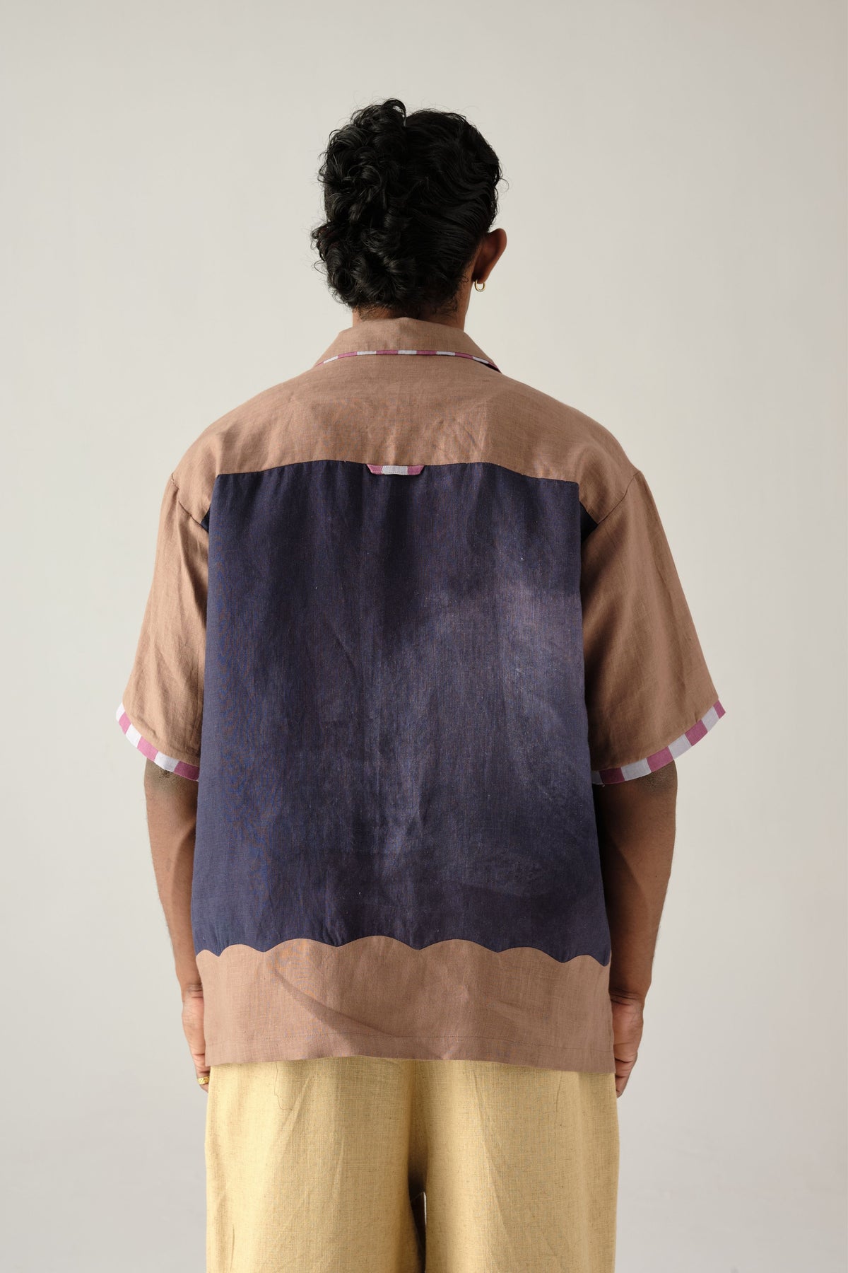 Blue Pixelated Embroidery Camp Shirt