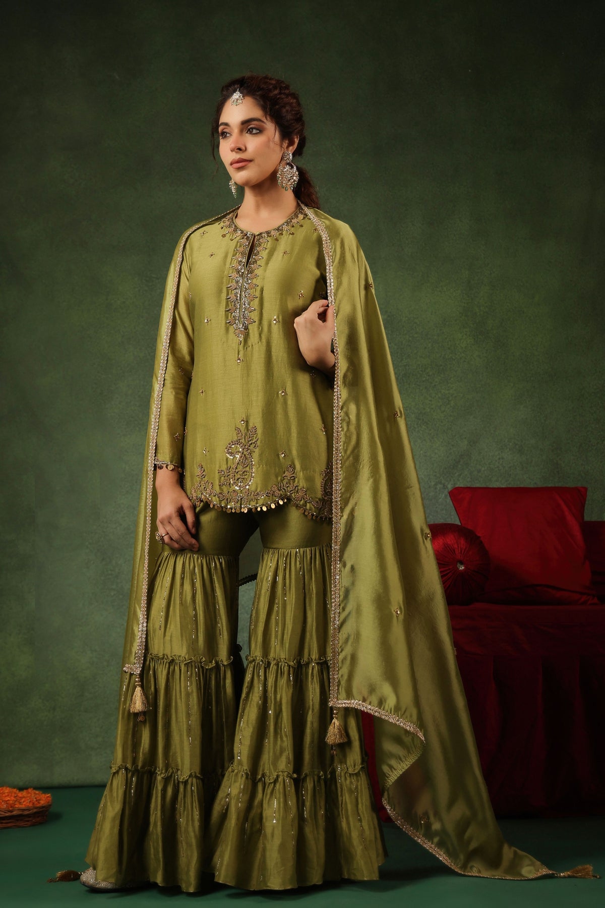 Green Sharara Set