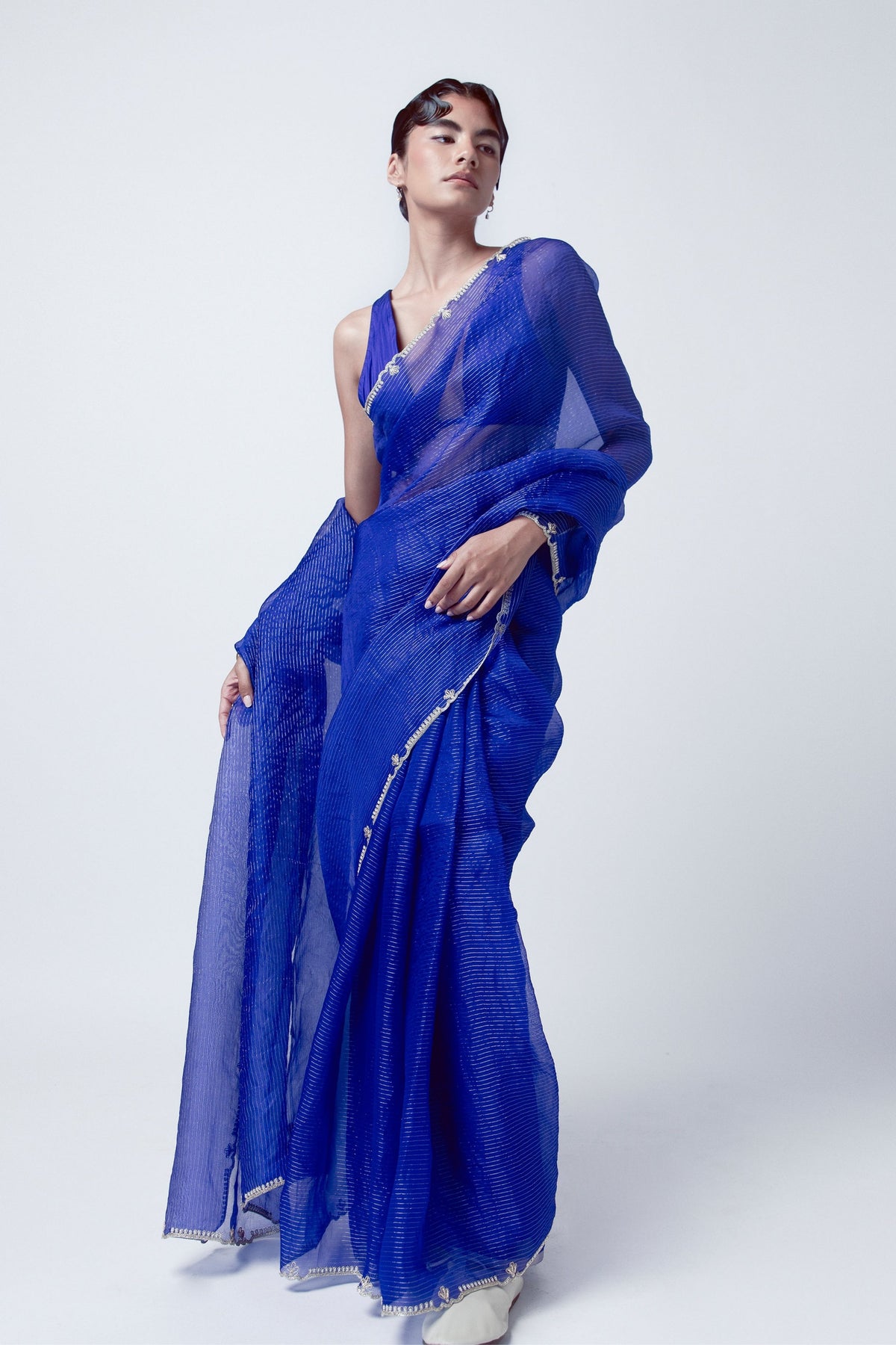 Handwoven Electric Blue Organza Saree