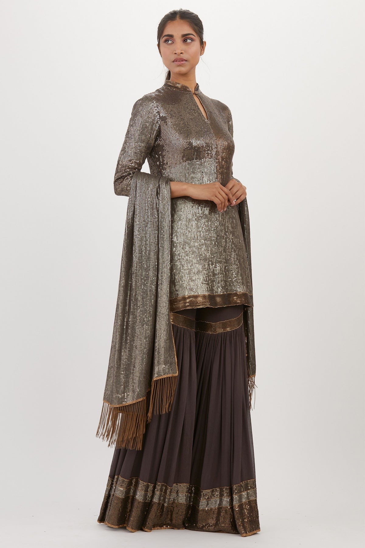 Charcoal Sequins Sharara Set