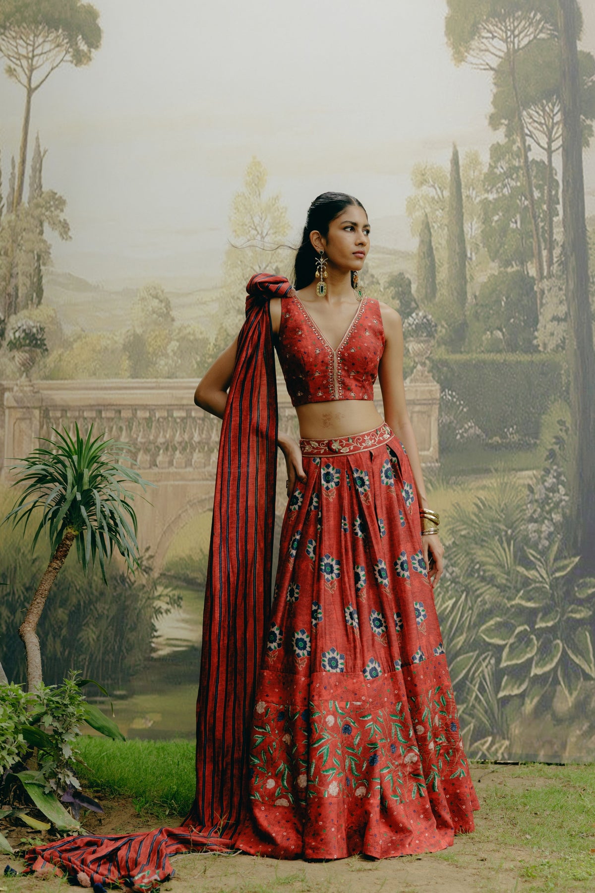 Ruby Red Lehenga Set