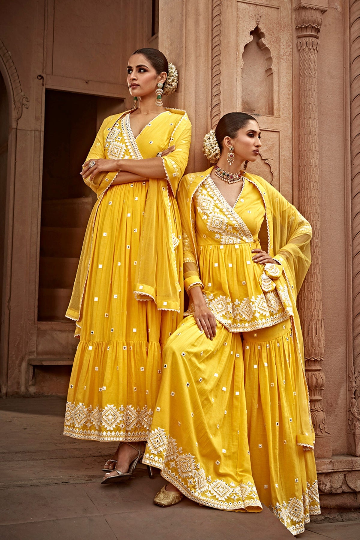 Yellow Diamond Sharara Set