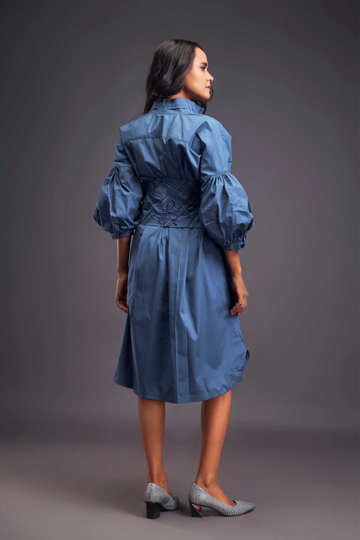 Blue Shirt Dress With Belt