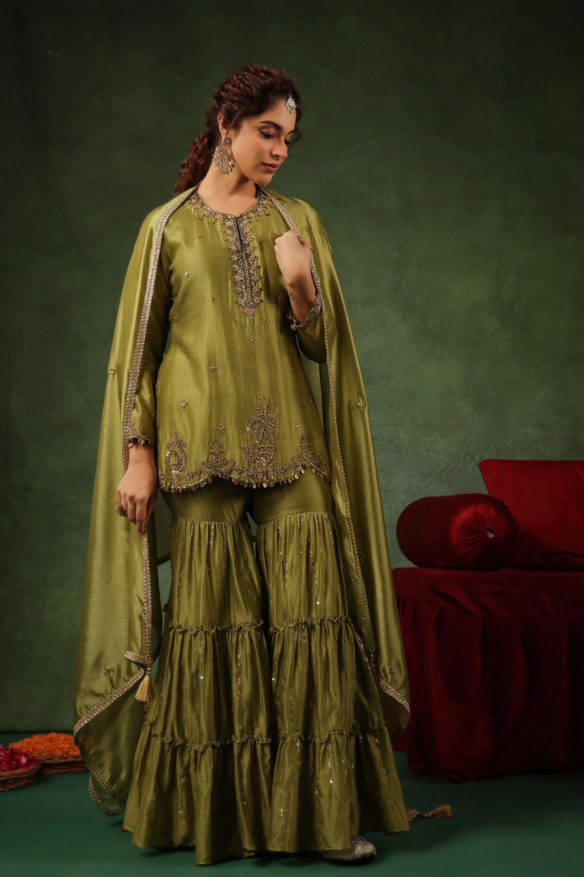 Green Sharara Set