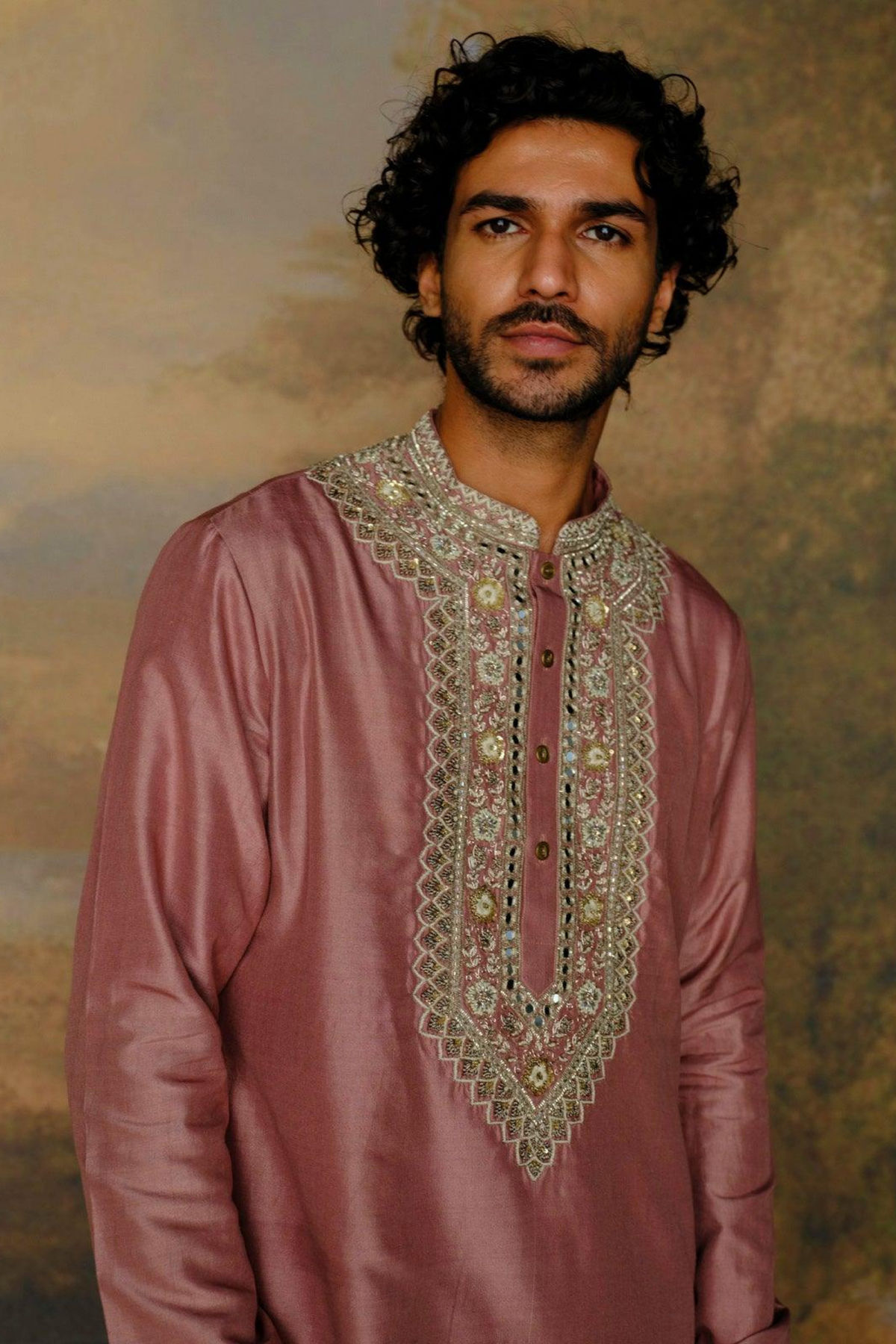 Peach Embroidered Kurta Set