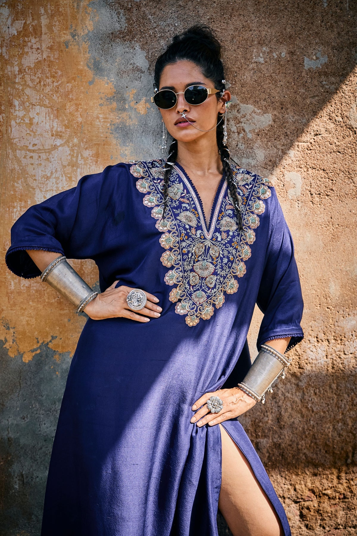 Embroidered Purple Kaftan