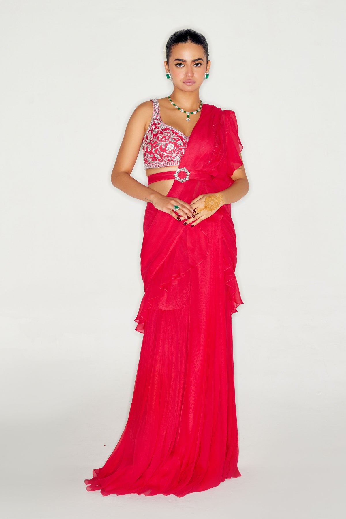 Sweetheart Pre-pleated  Ruffle Saree