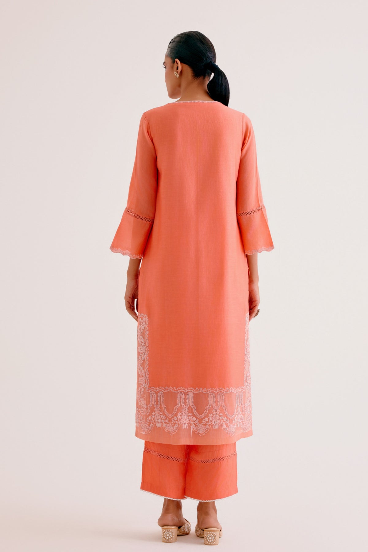 Orange Embroidered Kurta Set