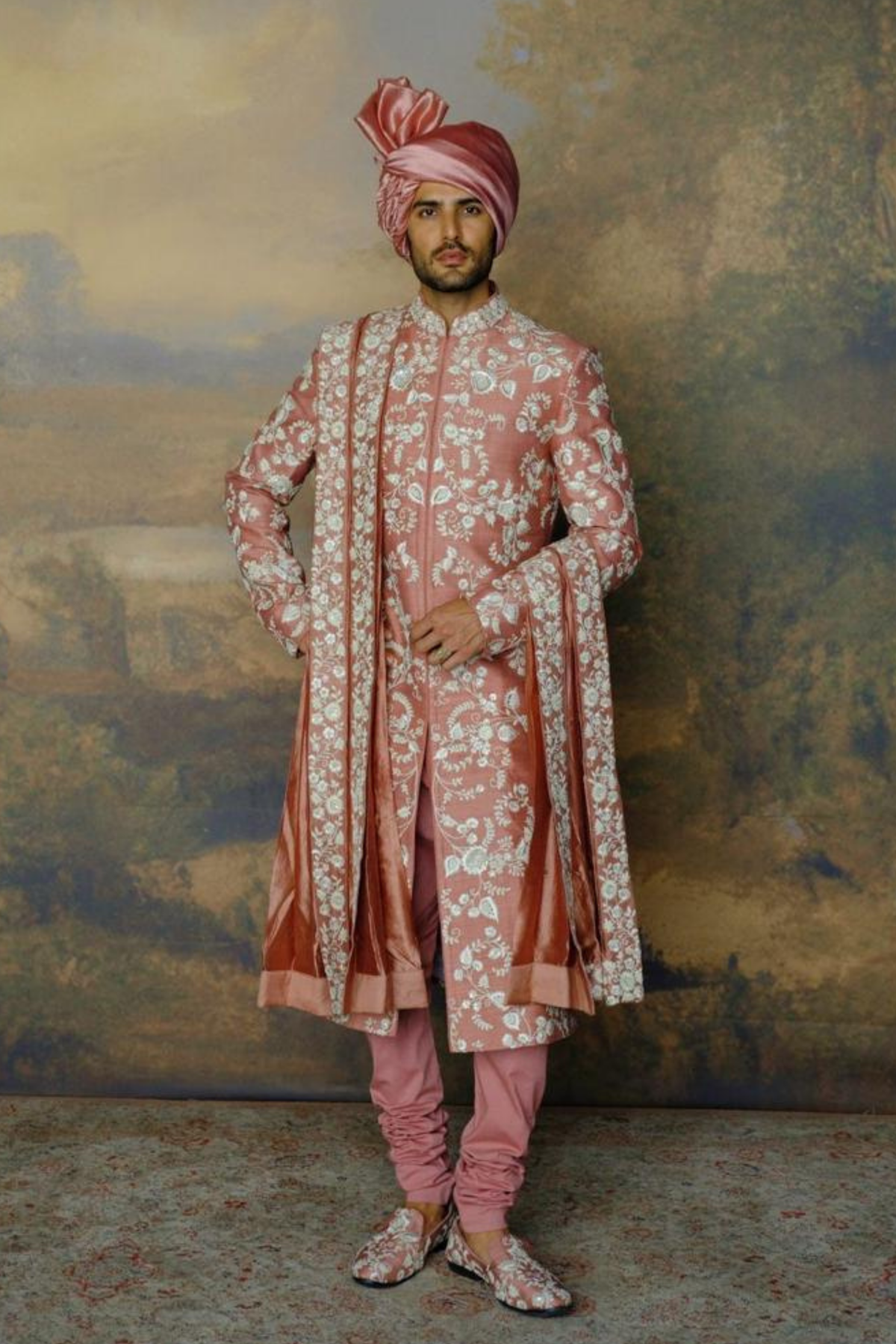 Peach Sherwani Set