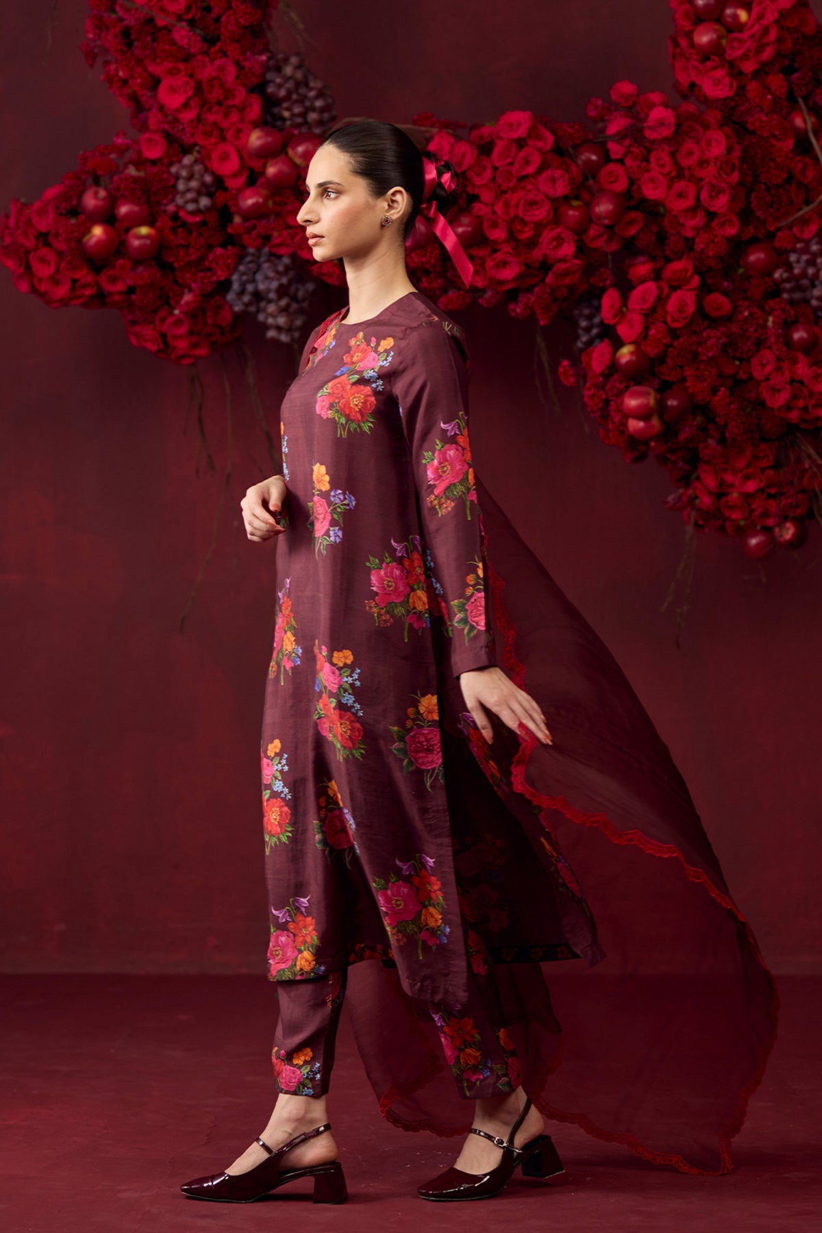 Enchanted Bloom Burgundy Kurta Set