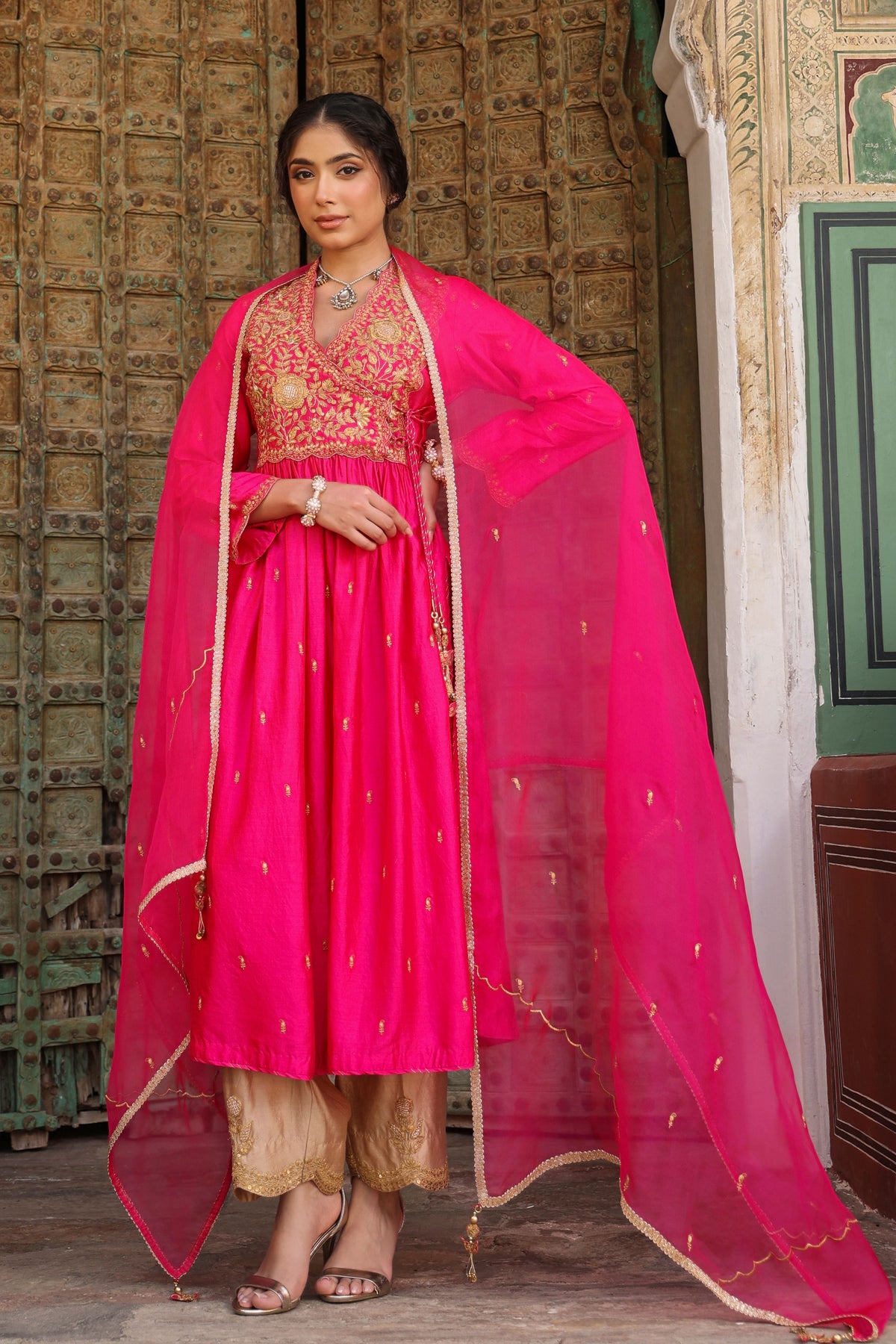 Light Pink Embroidered Tissue Dupatta