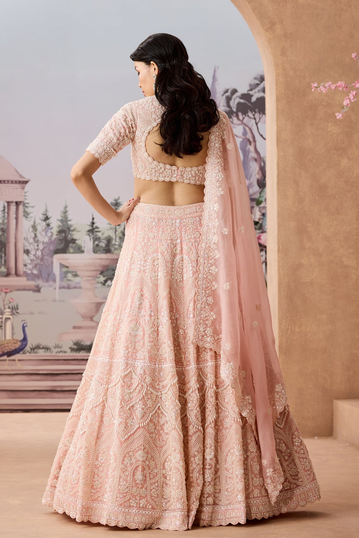 Rj Pearldrop Peach Lehenga Set