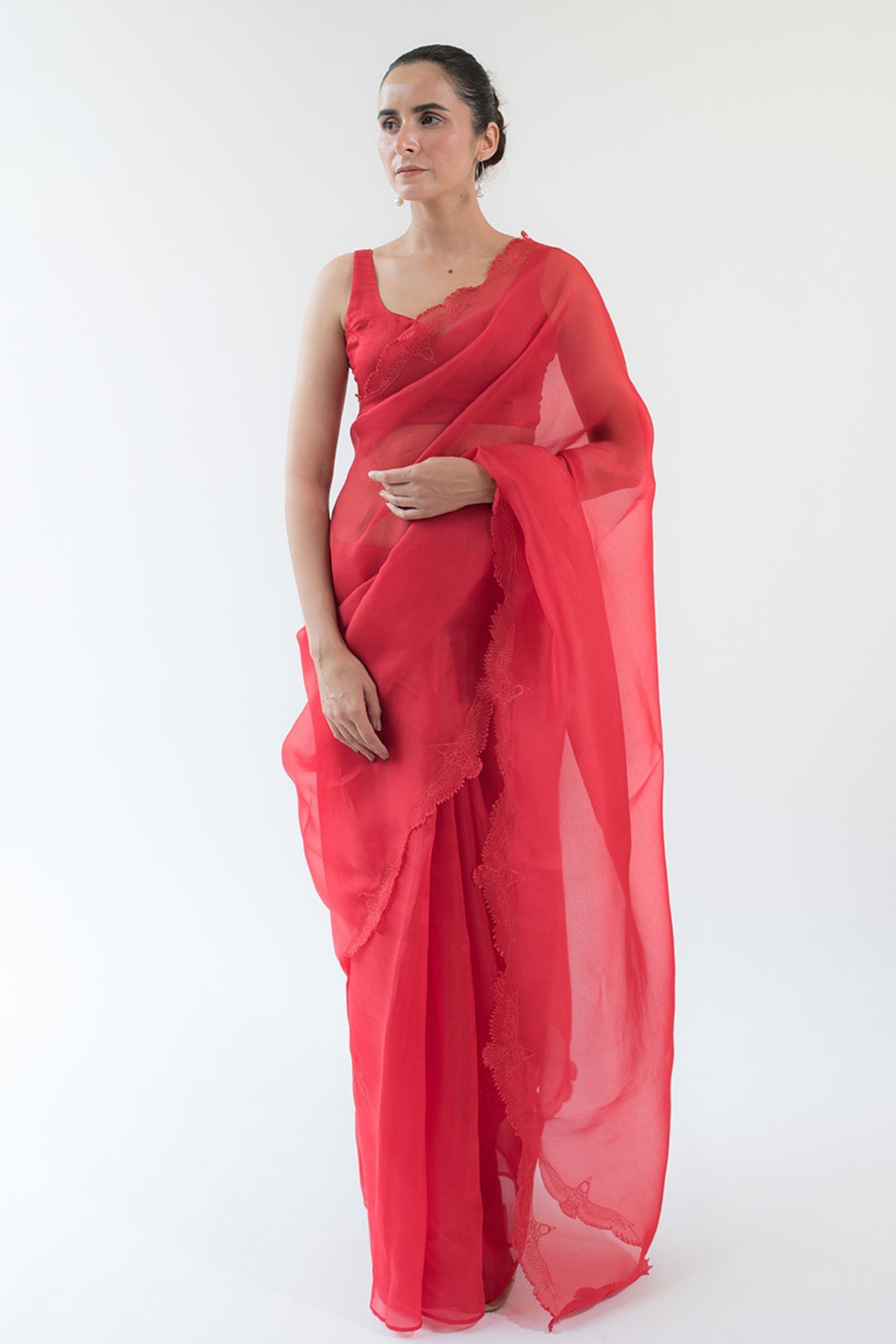 Ruby Red Eagle Saree