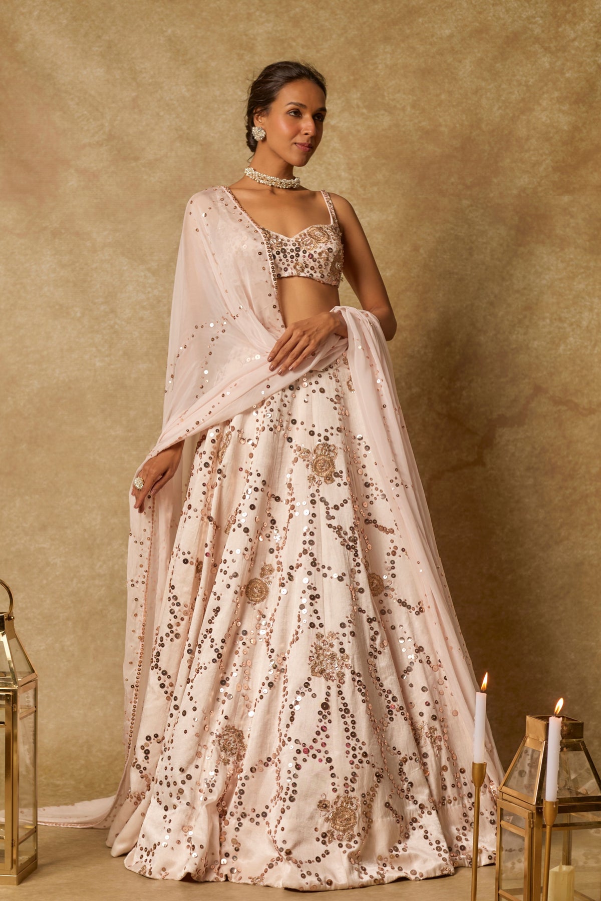 Baby Pink Embroidered Lehenga Set