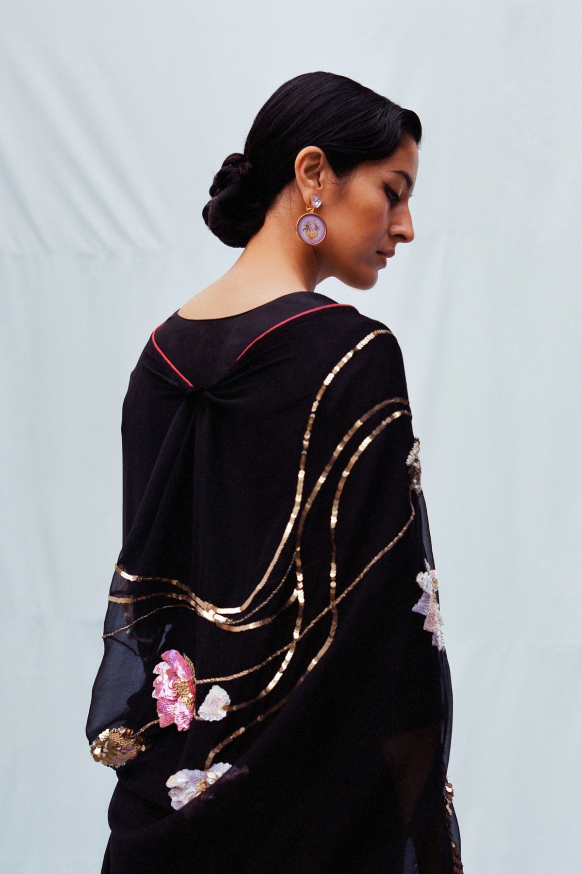 Black Manipura Lotus Series Saree