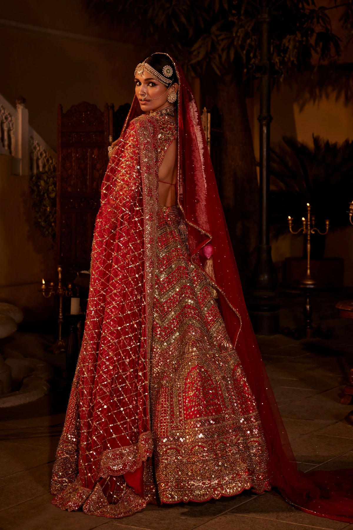 Red Zinnia Lehenga Set