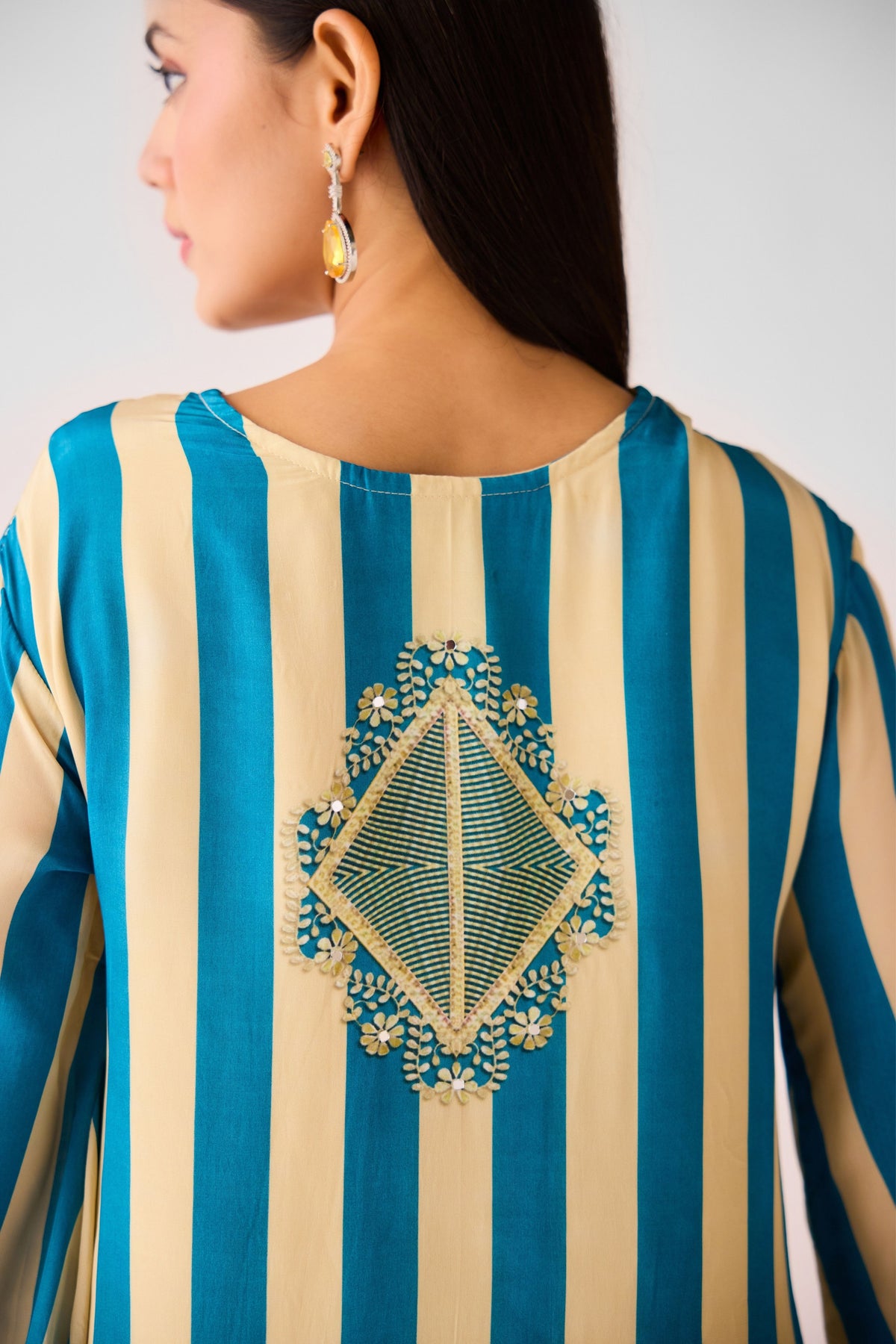 Embellished Tunic Set in Blue