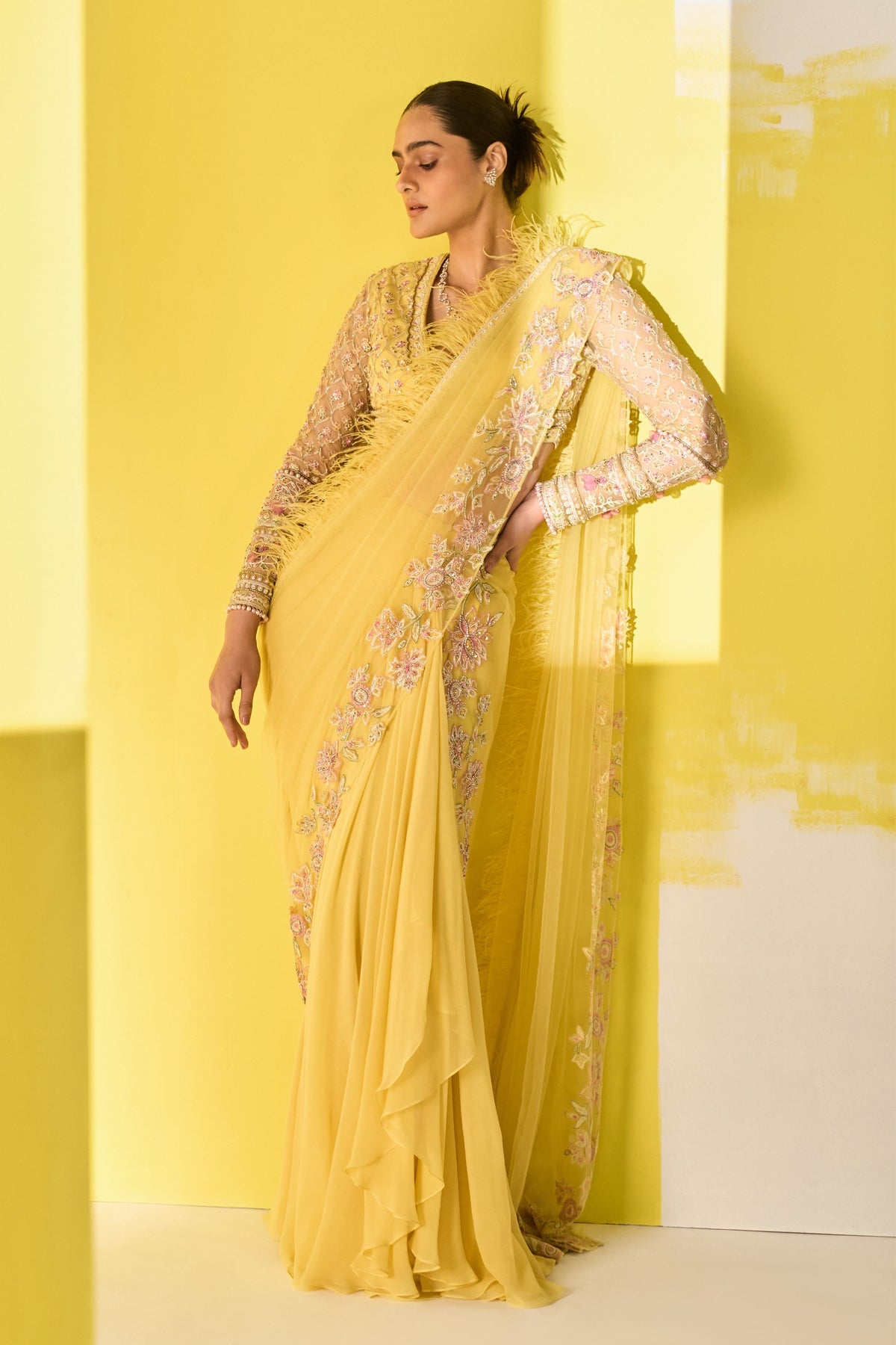Basha Yellow Saree Set