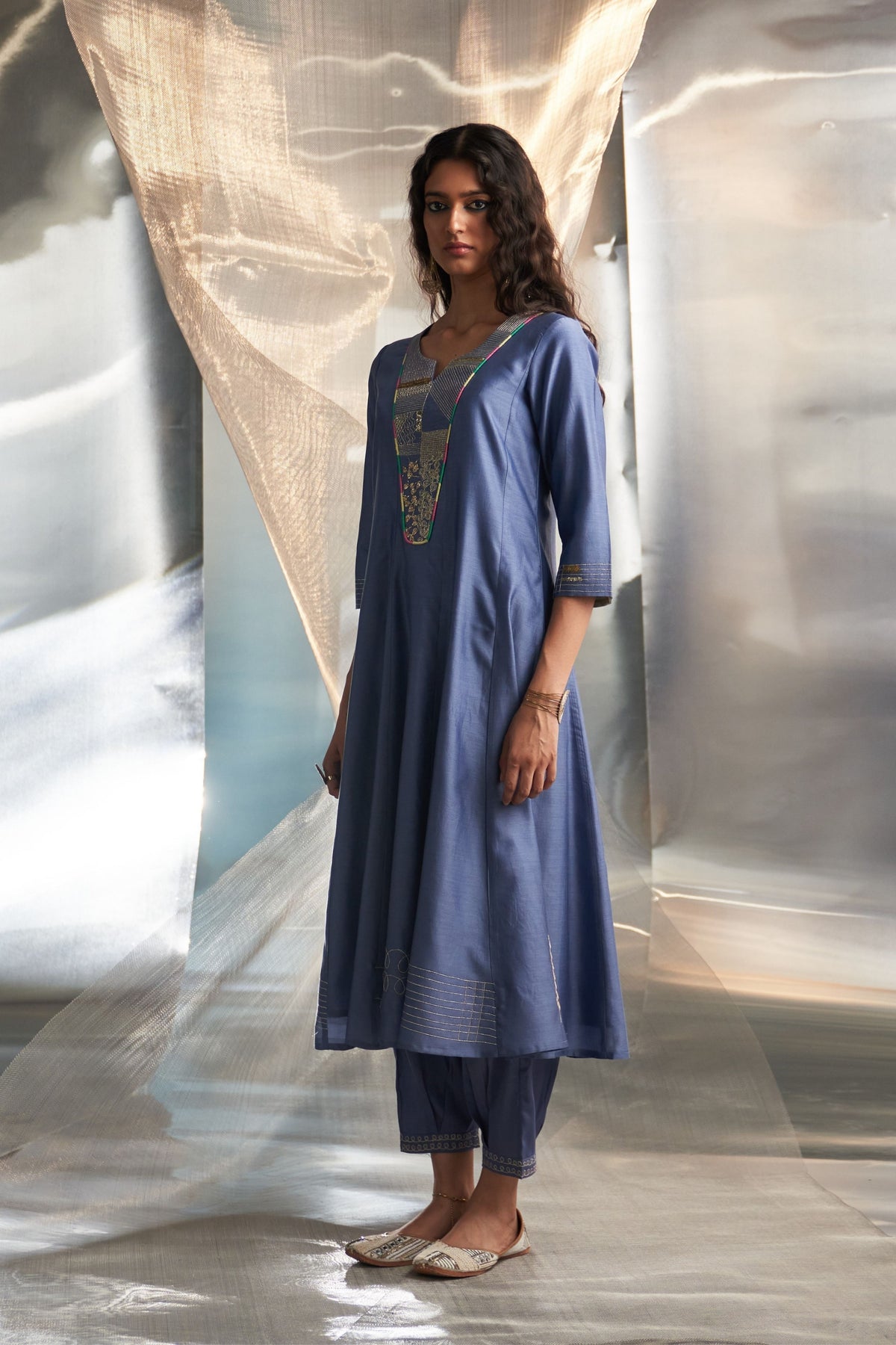 Blue Flared Kurta Set