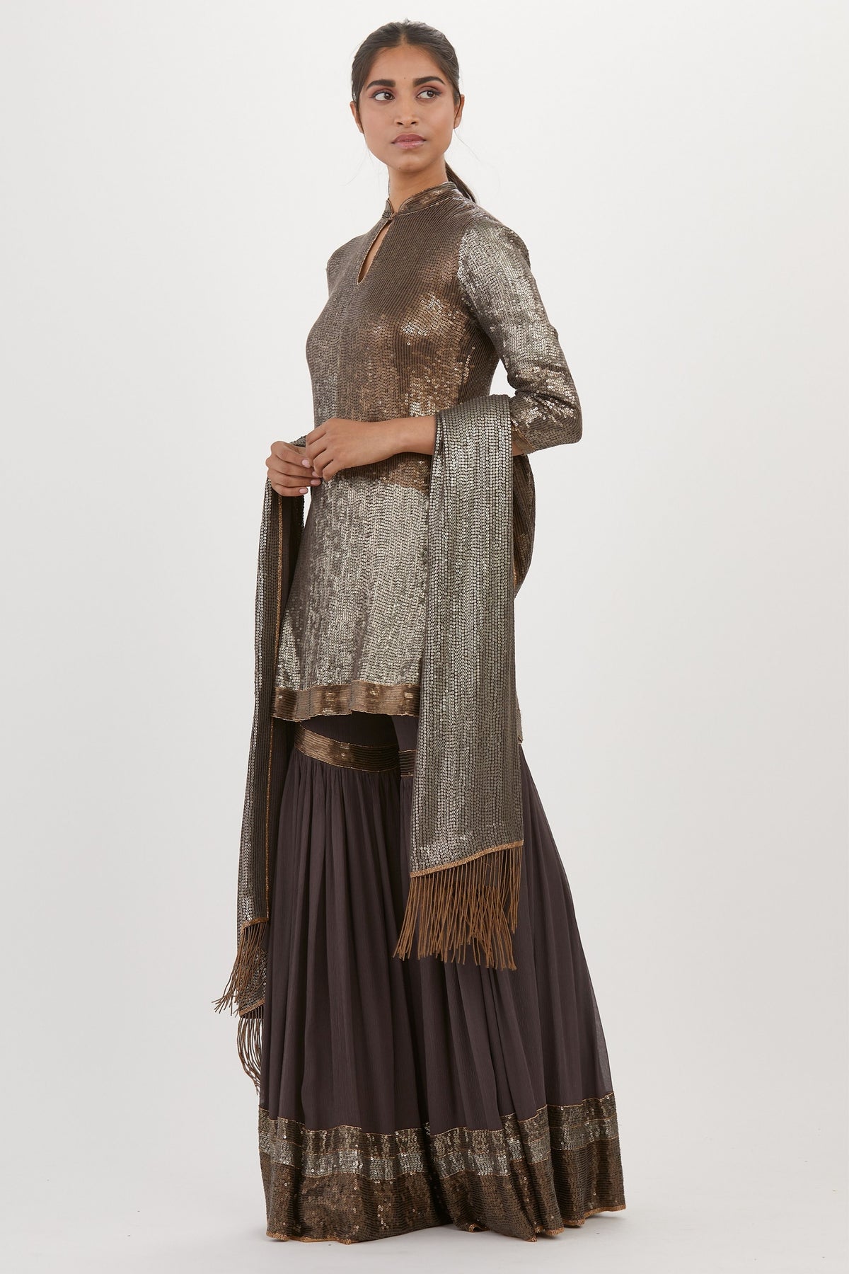 Charcoal Sequins Sharara Set