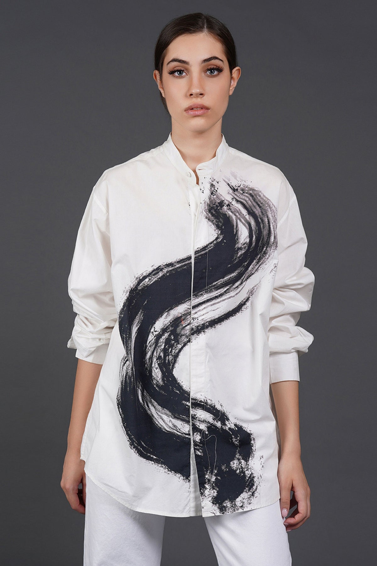 Offwhite Cotton Digtal Print Shirt