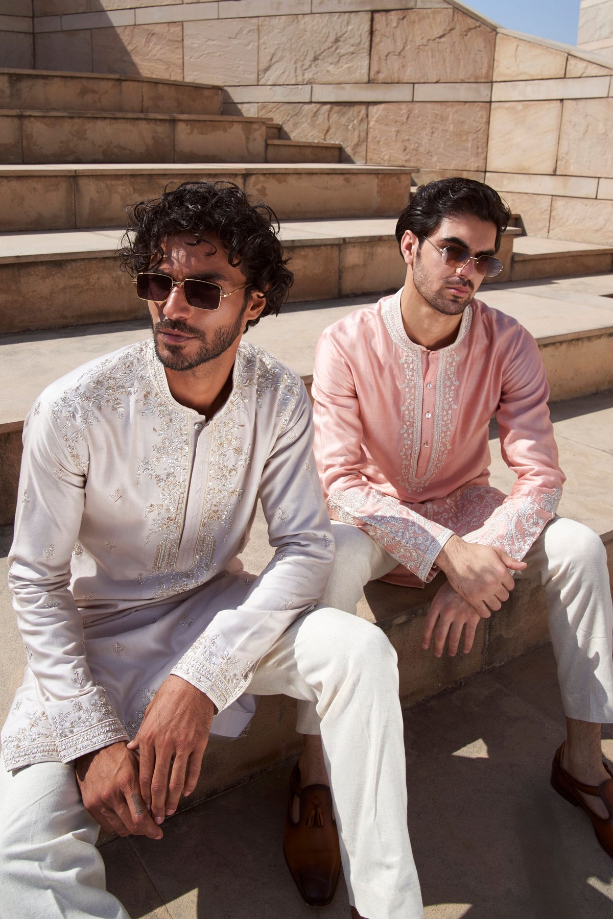 Ivory Geometric Creeper Kurta