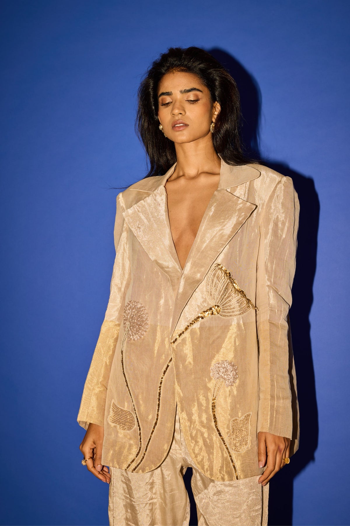 Gold Oversized Blazer Set