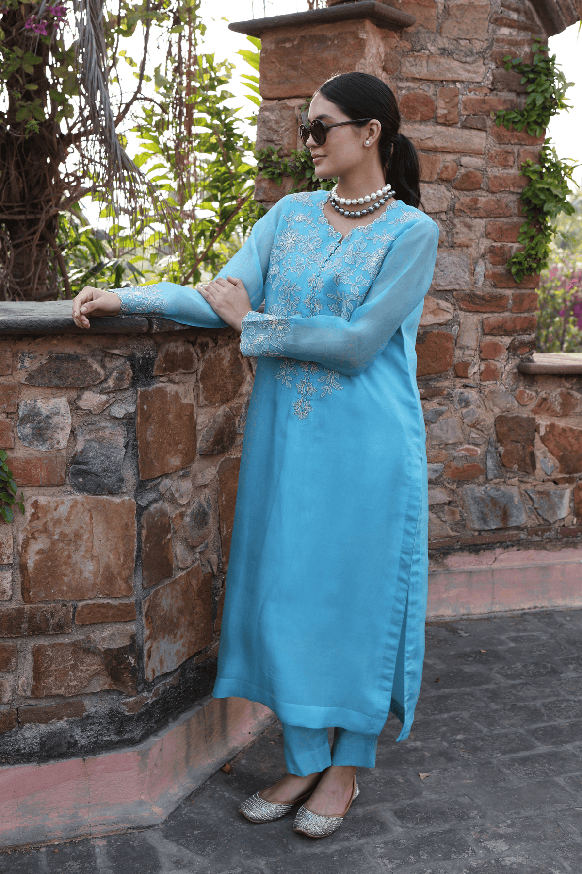 Dusty Sky Blue Kurta And Pant