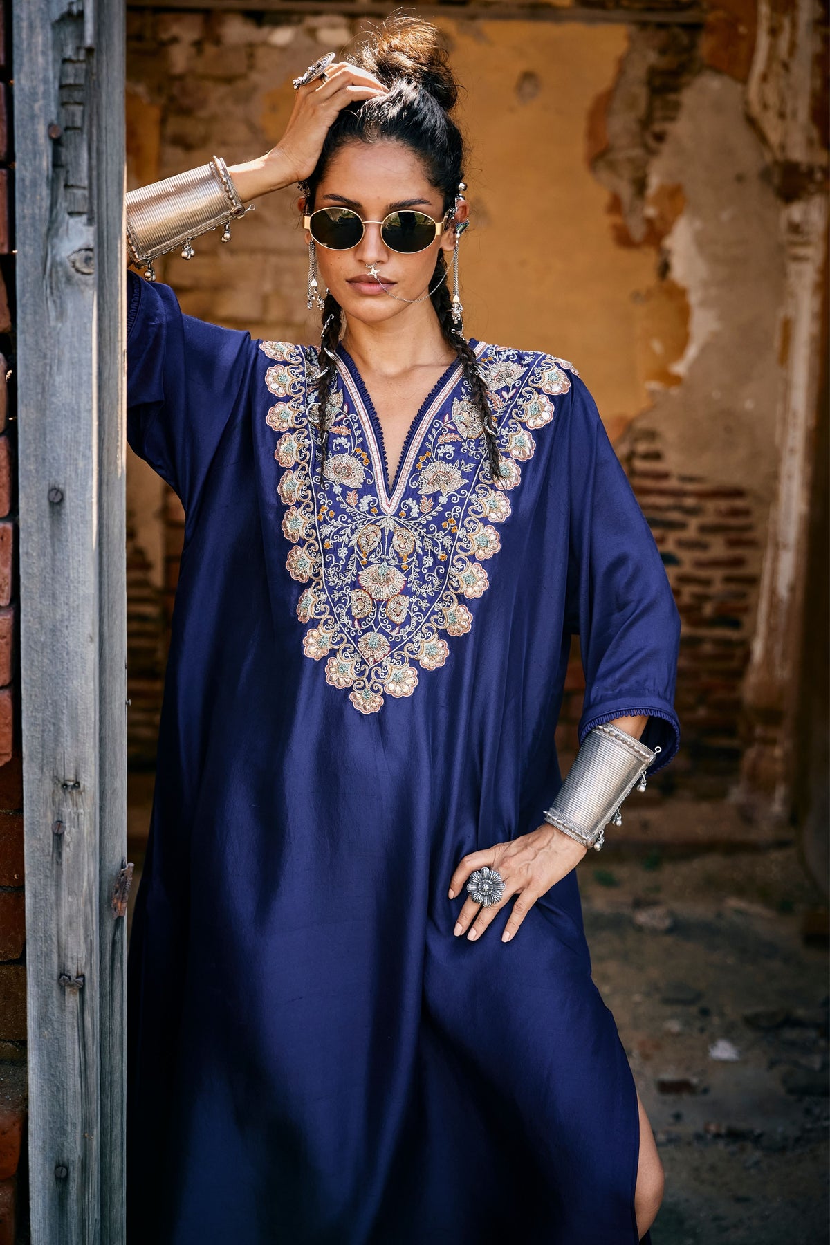 Embroidered Purple Kaftan