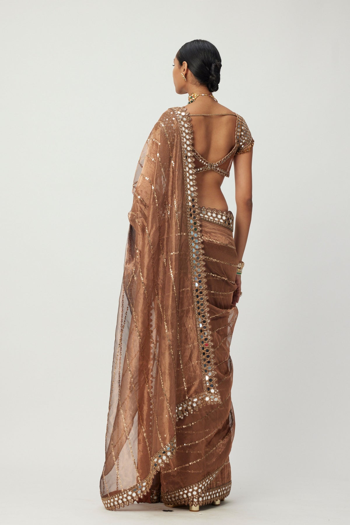 Copper Shimmer Saree Set