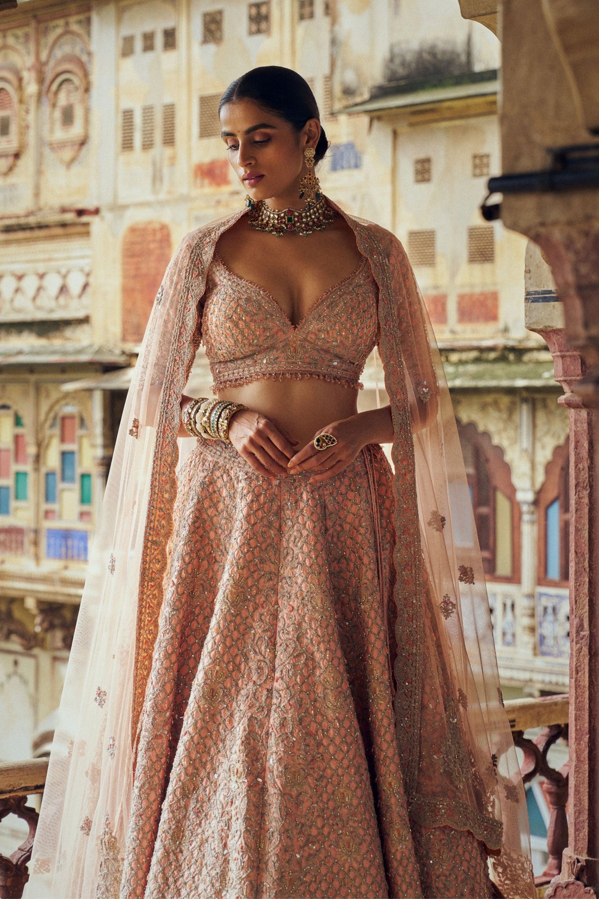 Peach Lehenga Choli Set