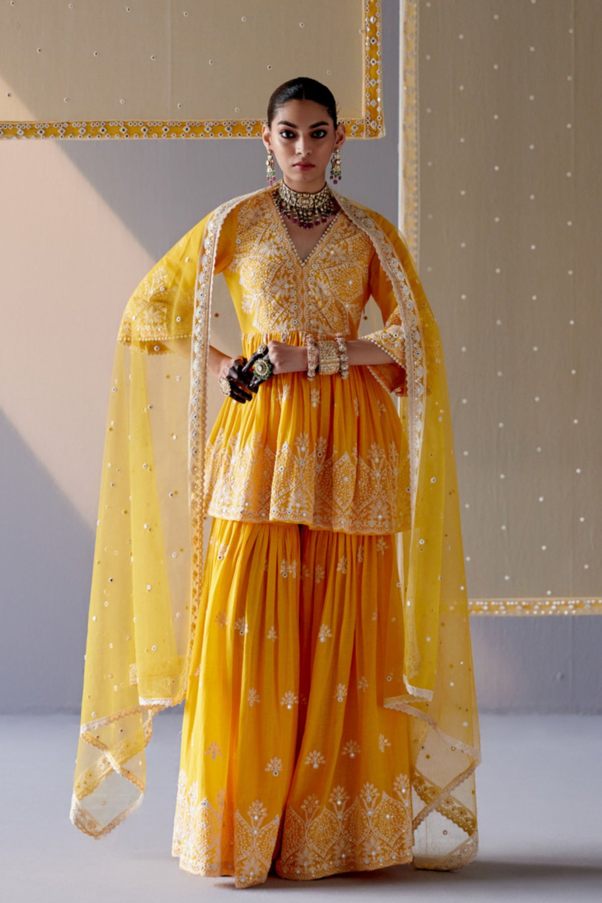 Mango Embroidered Sharara Set