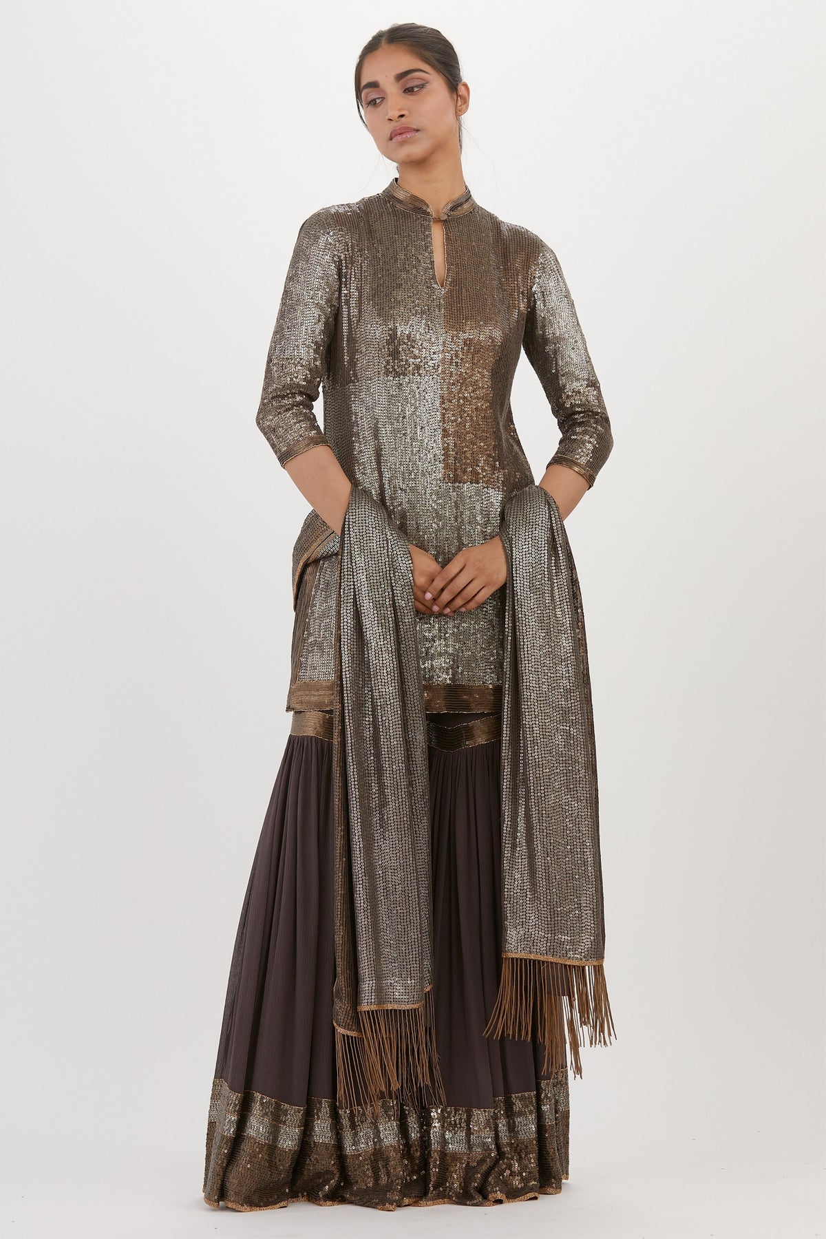 Charcoal Sequins Sharara Set