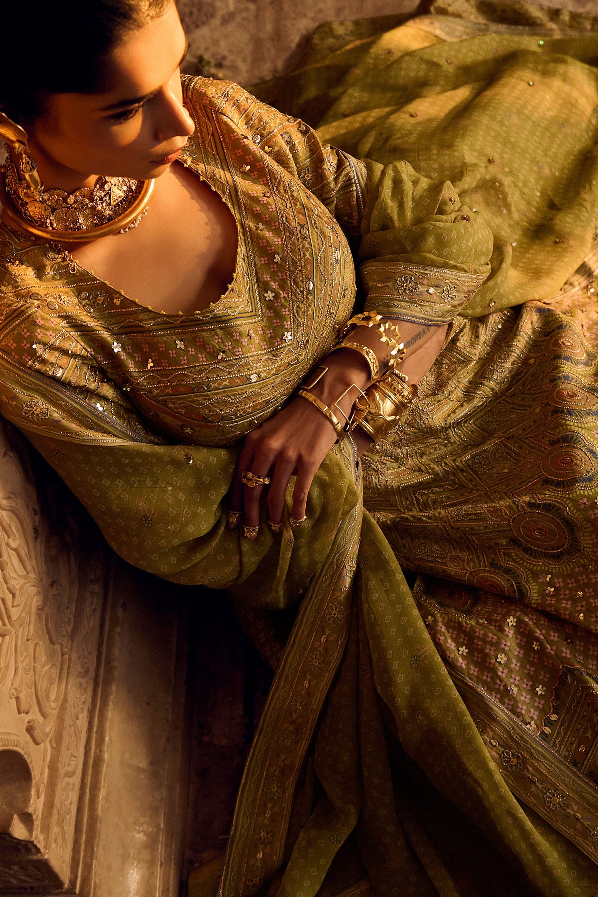 Damayanti Lehenga Set in Green