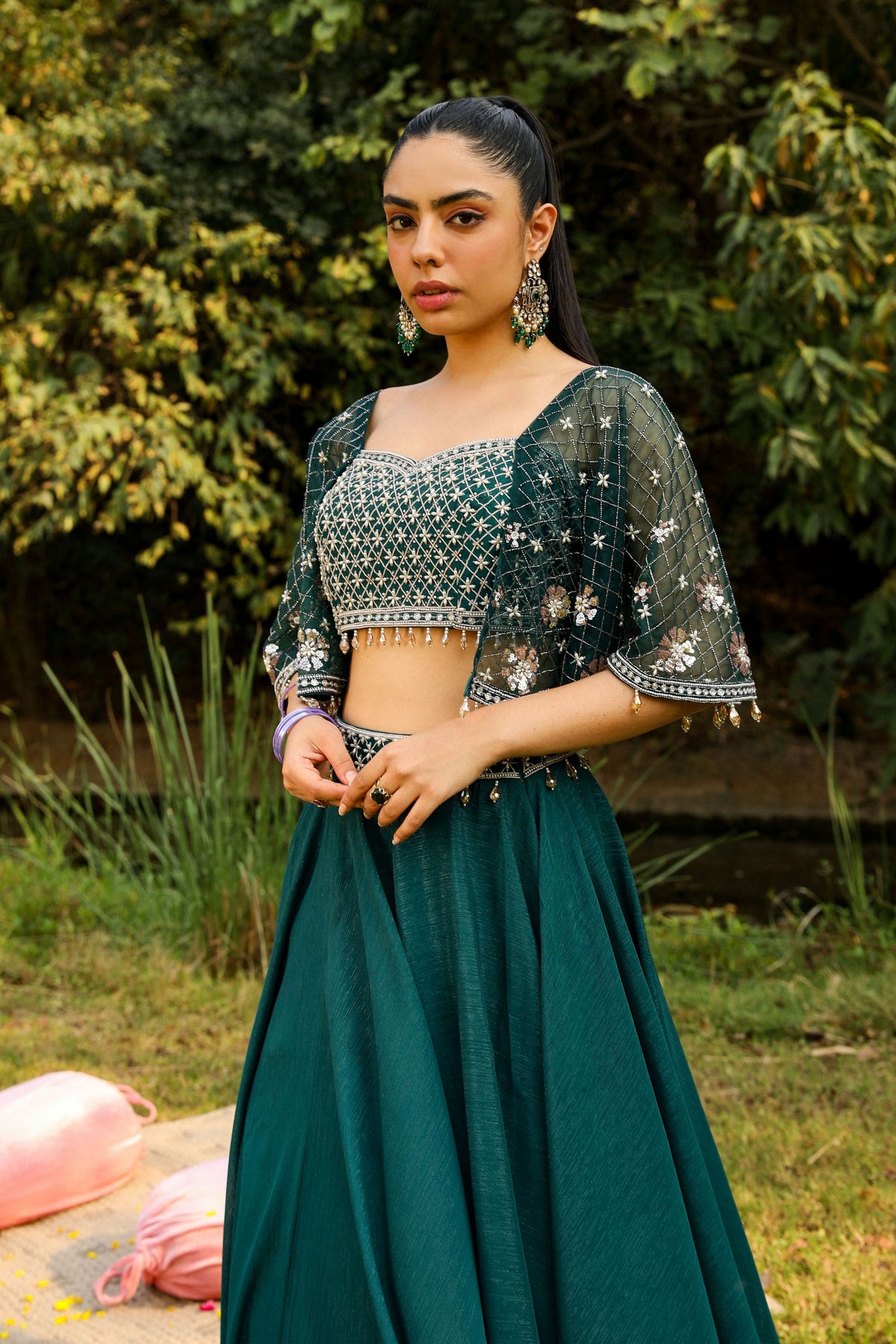 Green Skirt Set