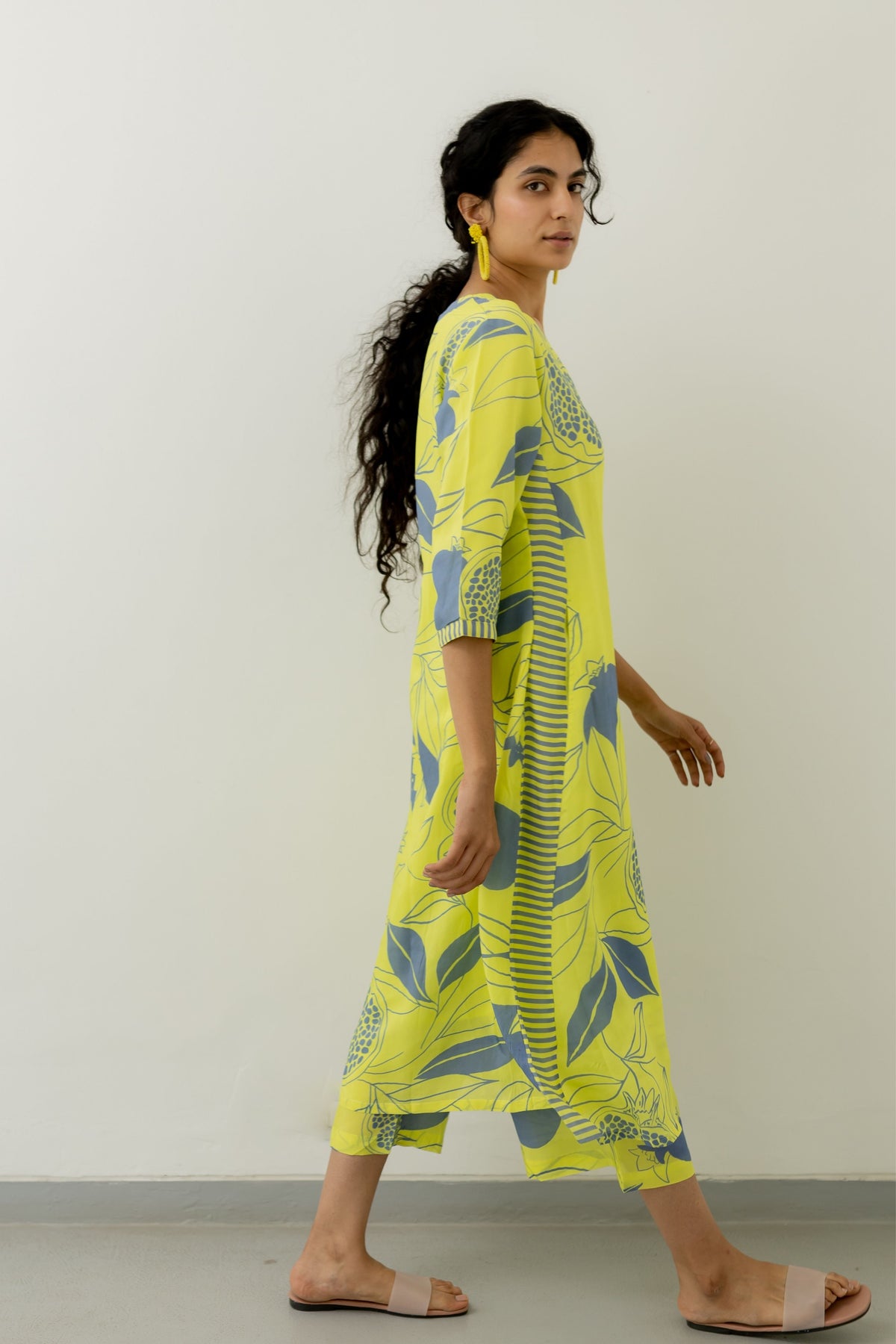 Yellow Pomegranate Print Kurta Set