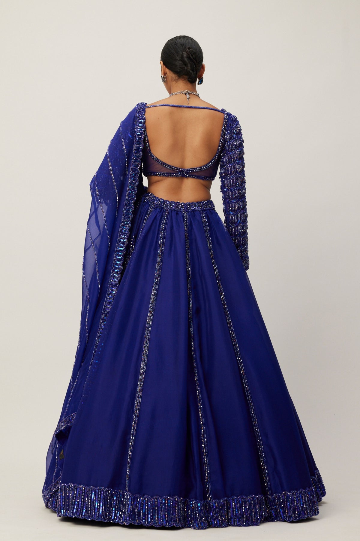 Cocktail Blue Organza Lehenga Set