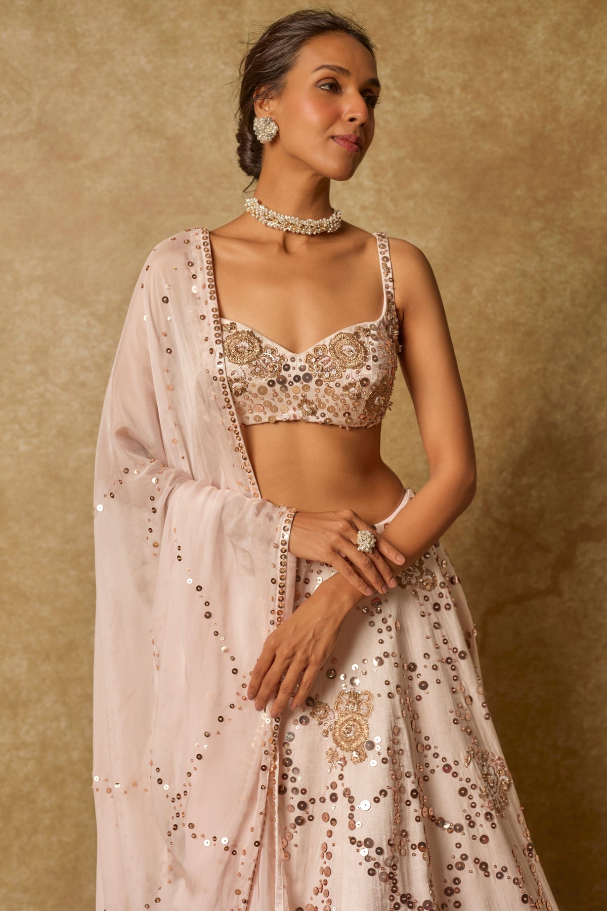 Baby Pink Embroidered Lehenga Set