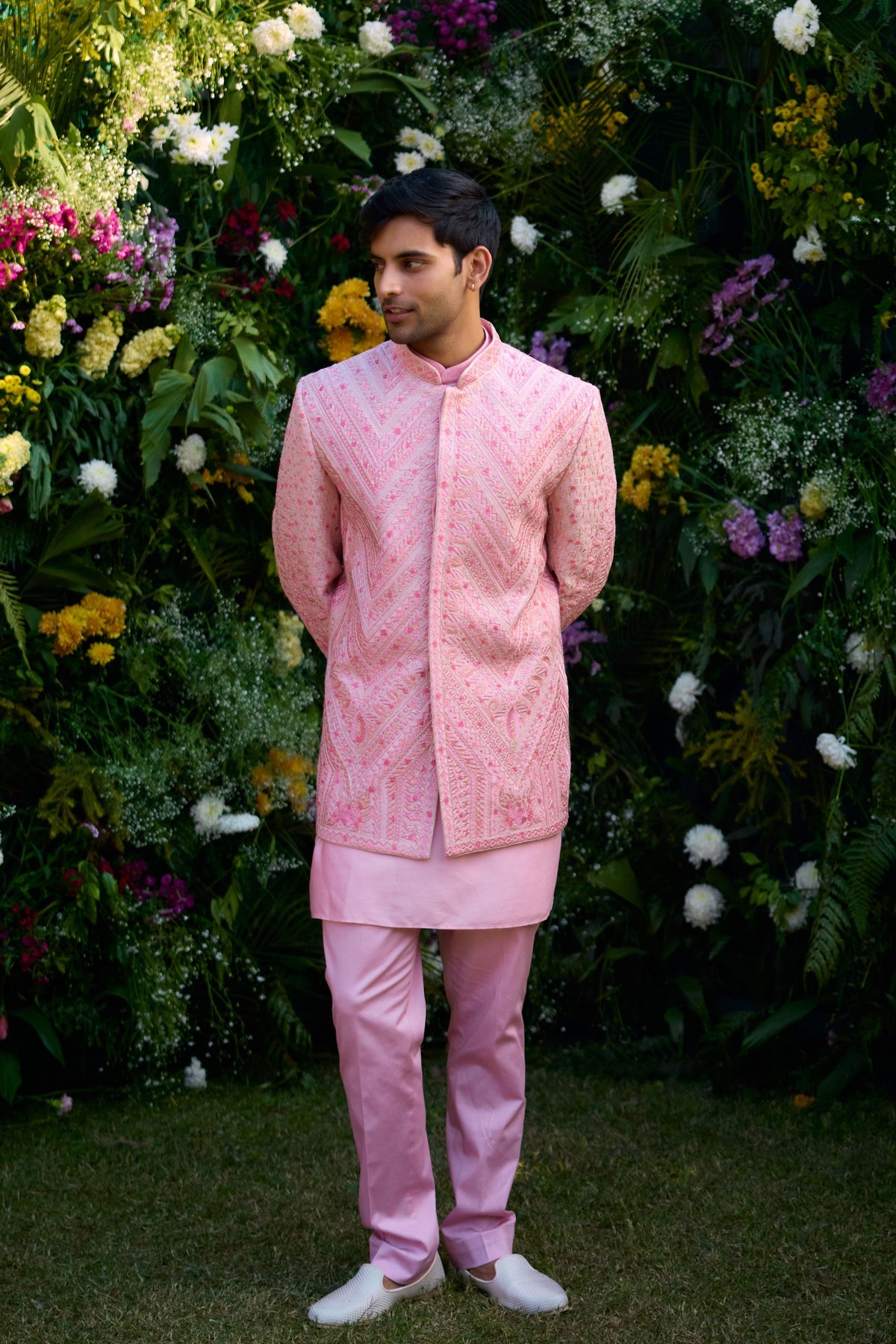 Coral Pink Bandhgala Set