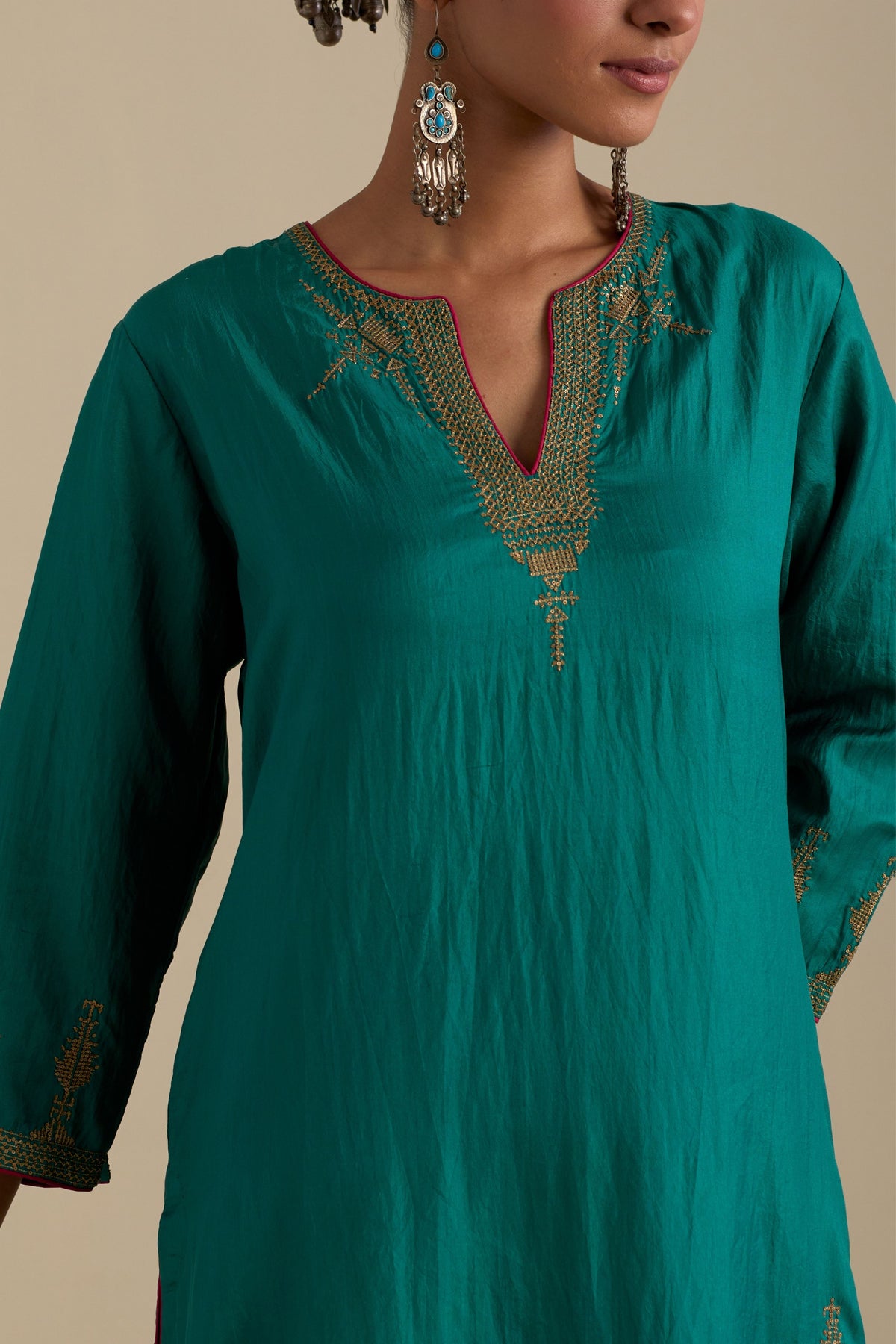 Persian Green Straight Kurta Set