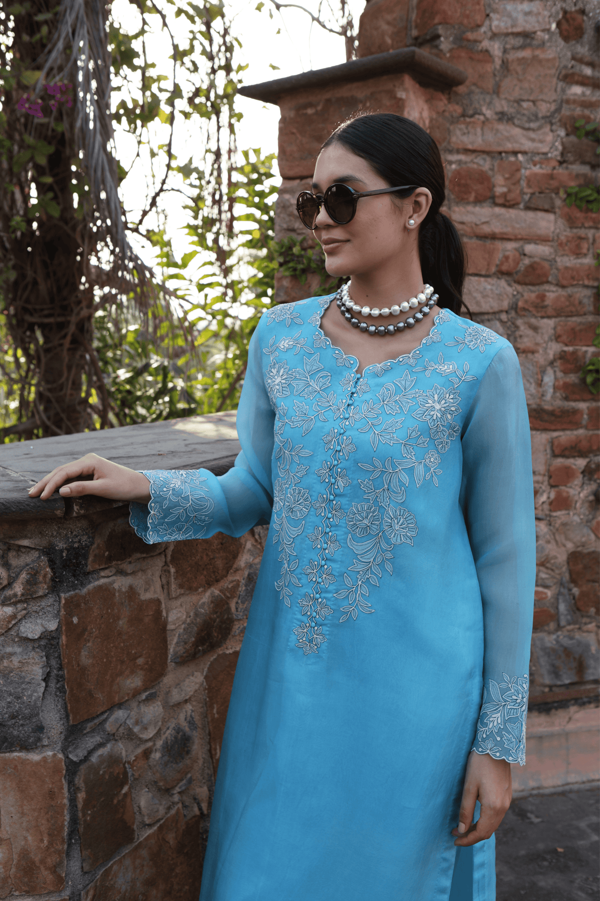 Dusty Sky Blue Kurta And Pant