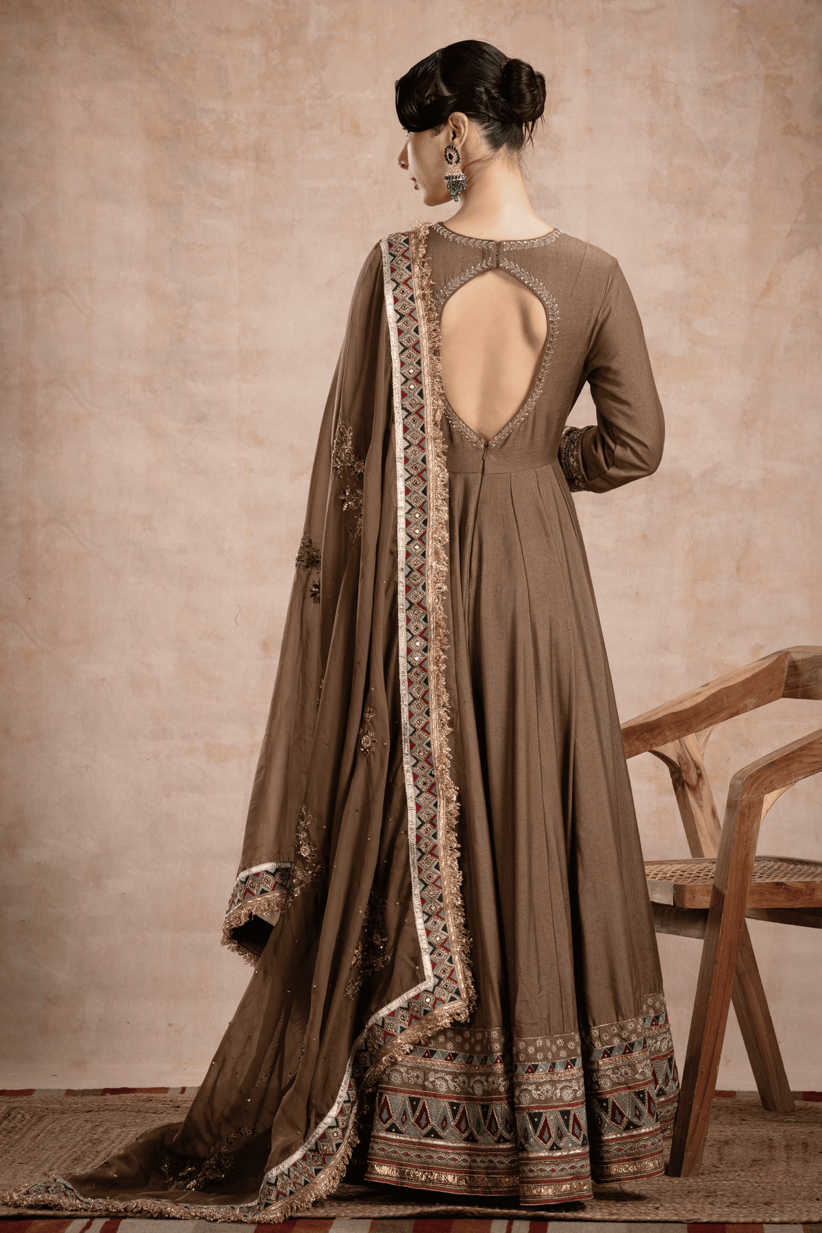 Aafiya Multicolored Anarkali Set Gold