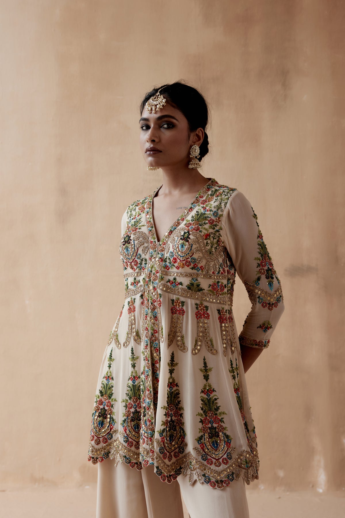 Ivory Floral Sharara Set