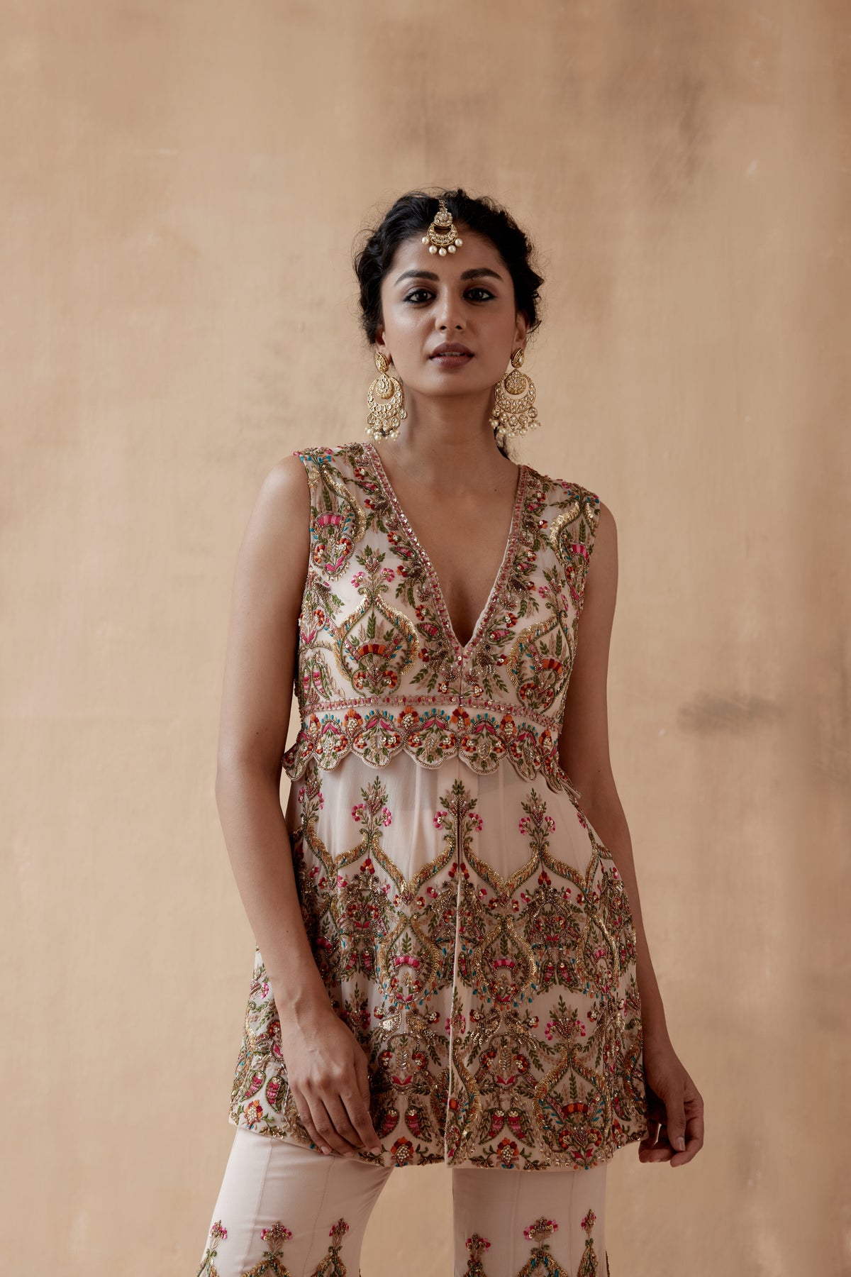 Floral Beige Sharara Set