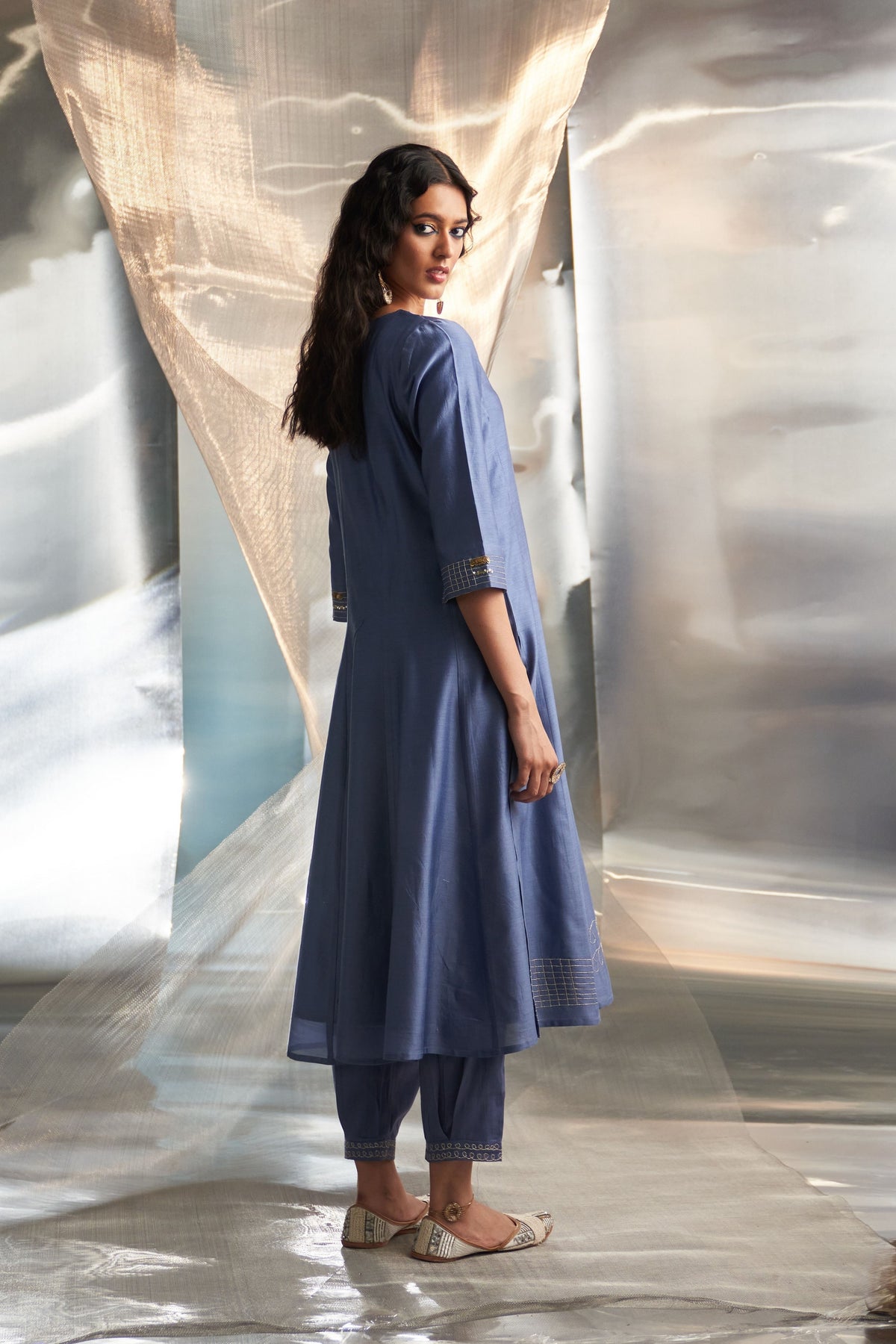 Blue Flared Kurta Set