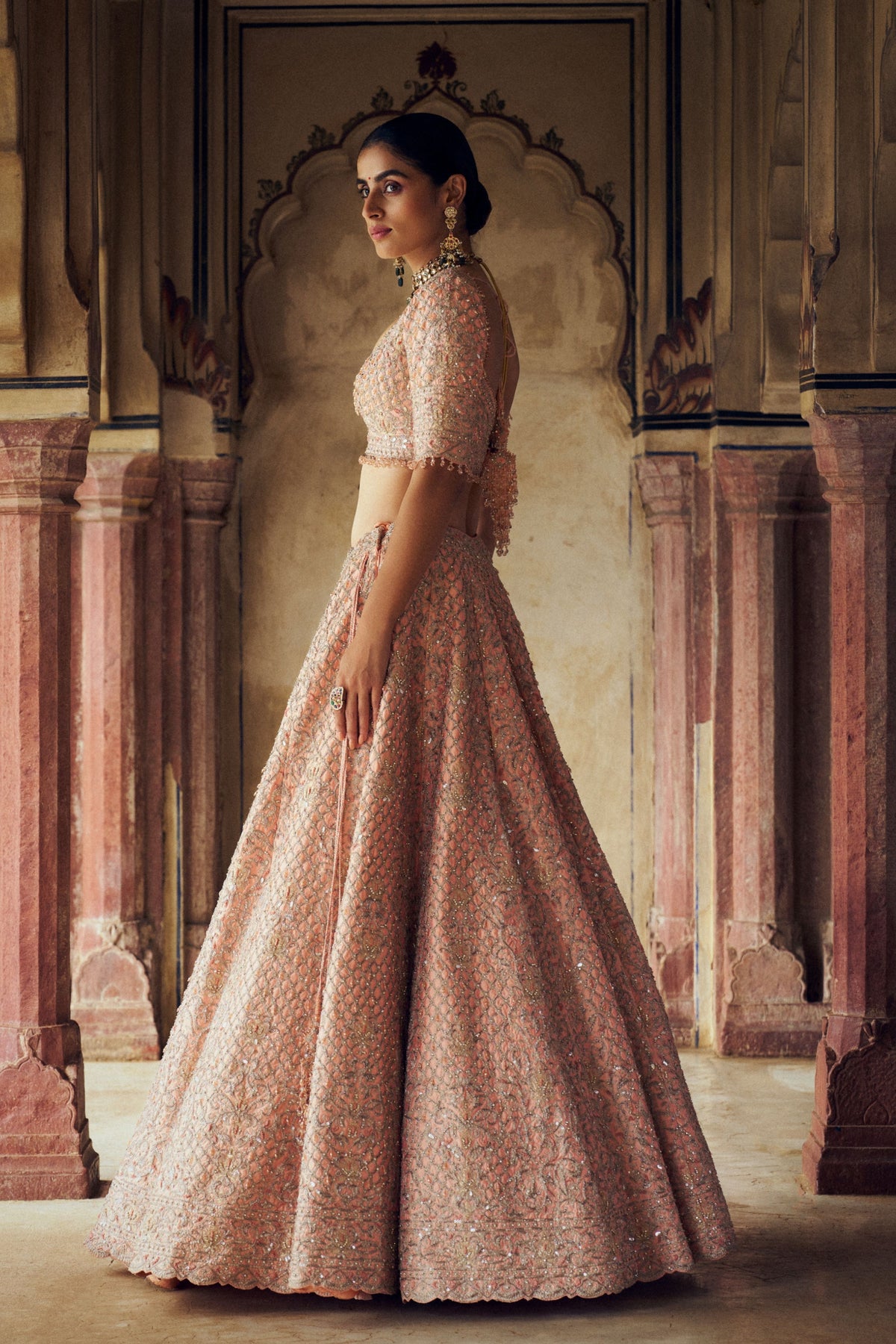 Peach Lehenga Choli Set