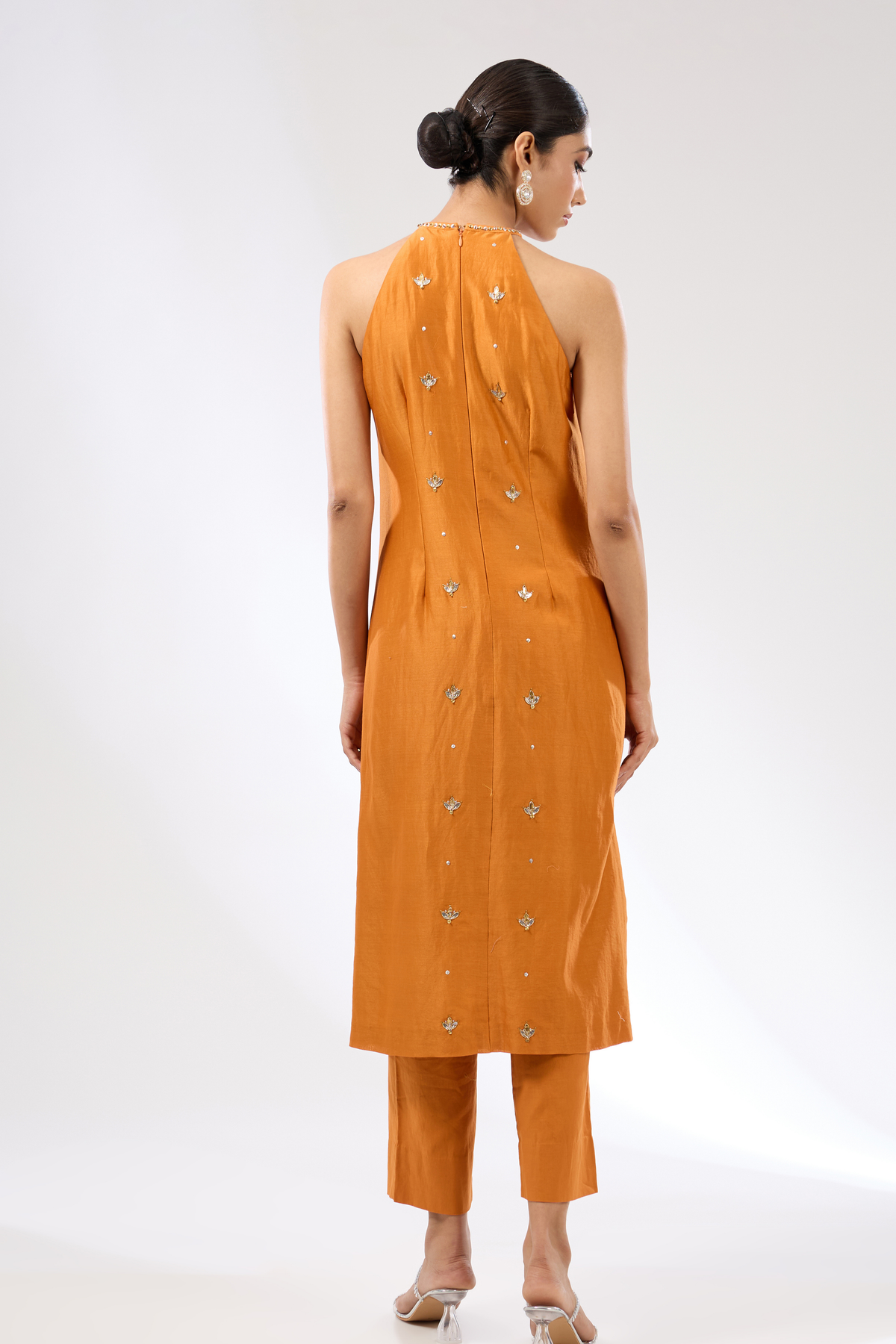 Orange Halter Kurta Set